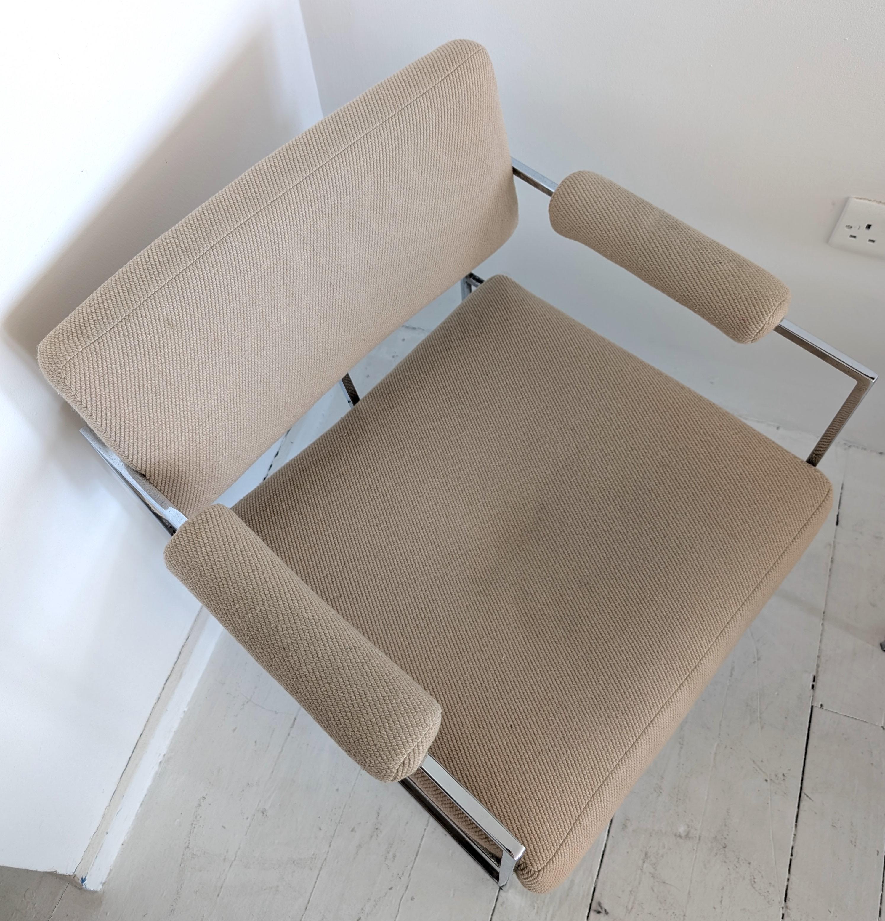 Pair vintage midcentury Milo Baughman model 1188 Thin Line small chrome chairs im Angebot 7