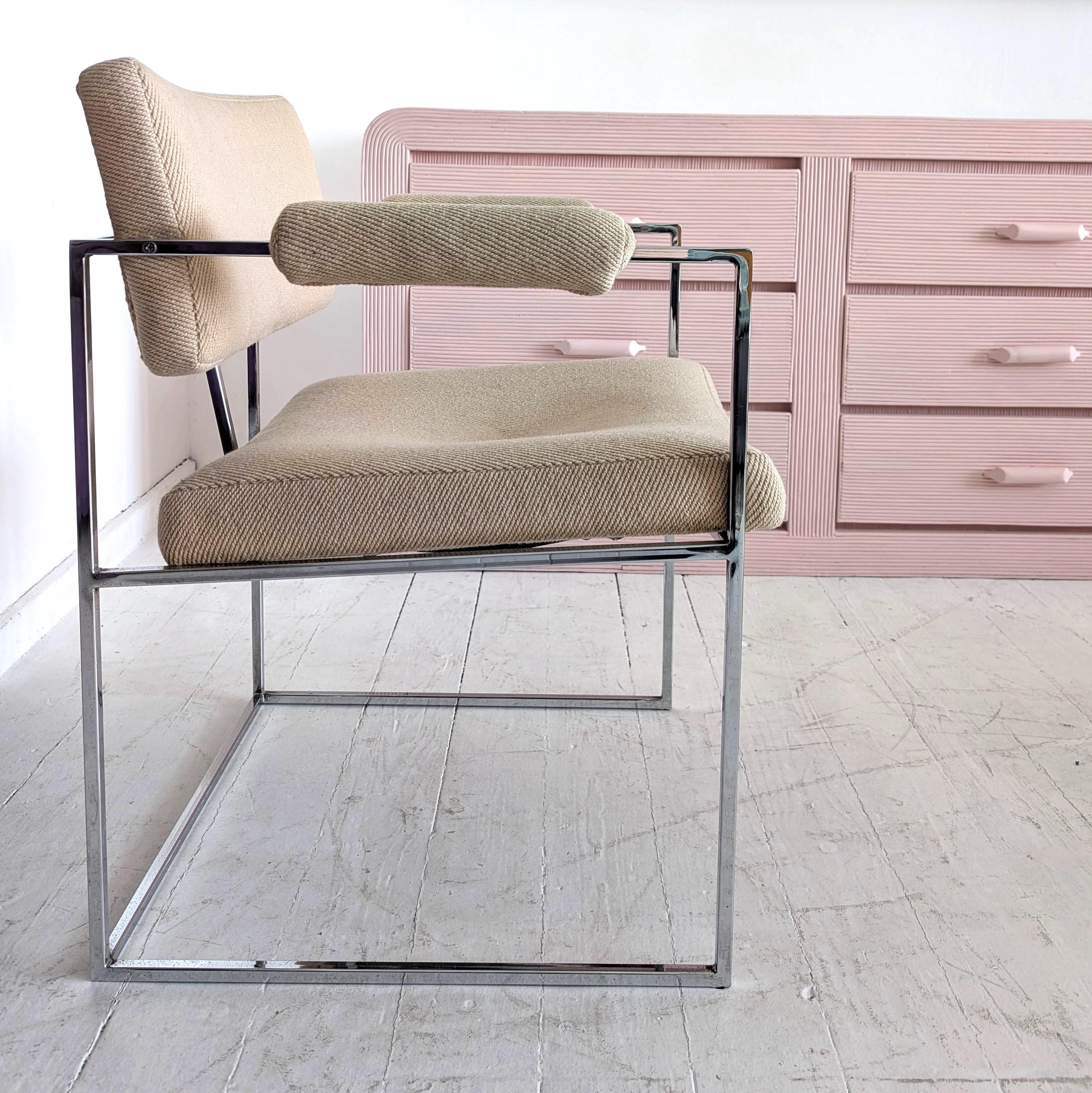 Pair vintage midcentury Milo Baughman model 1188 Thin Line small chrome chairs im Angebot 2