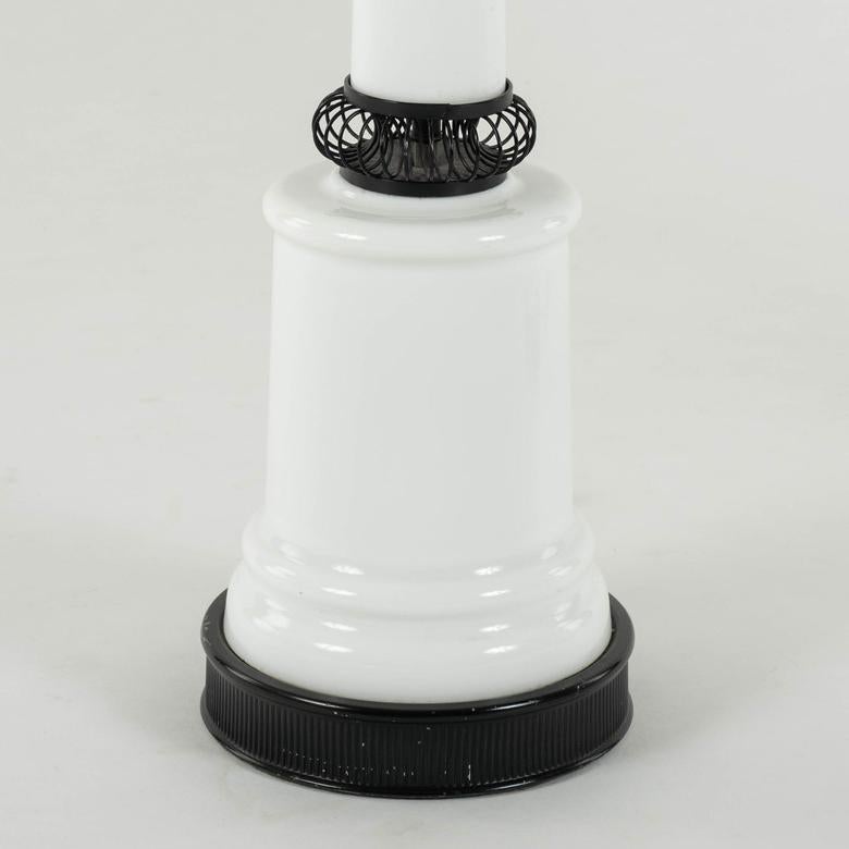 Metal Pair Vintage Milk Glass Lamps For Sale