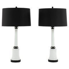 Pair Vintage Milk Glass Lamps