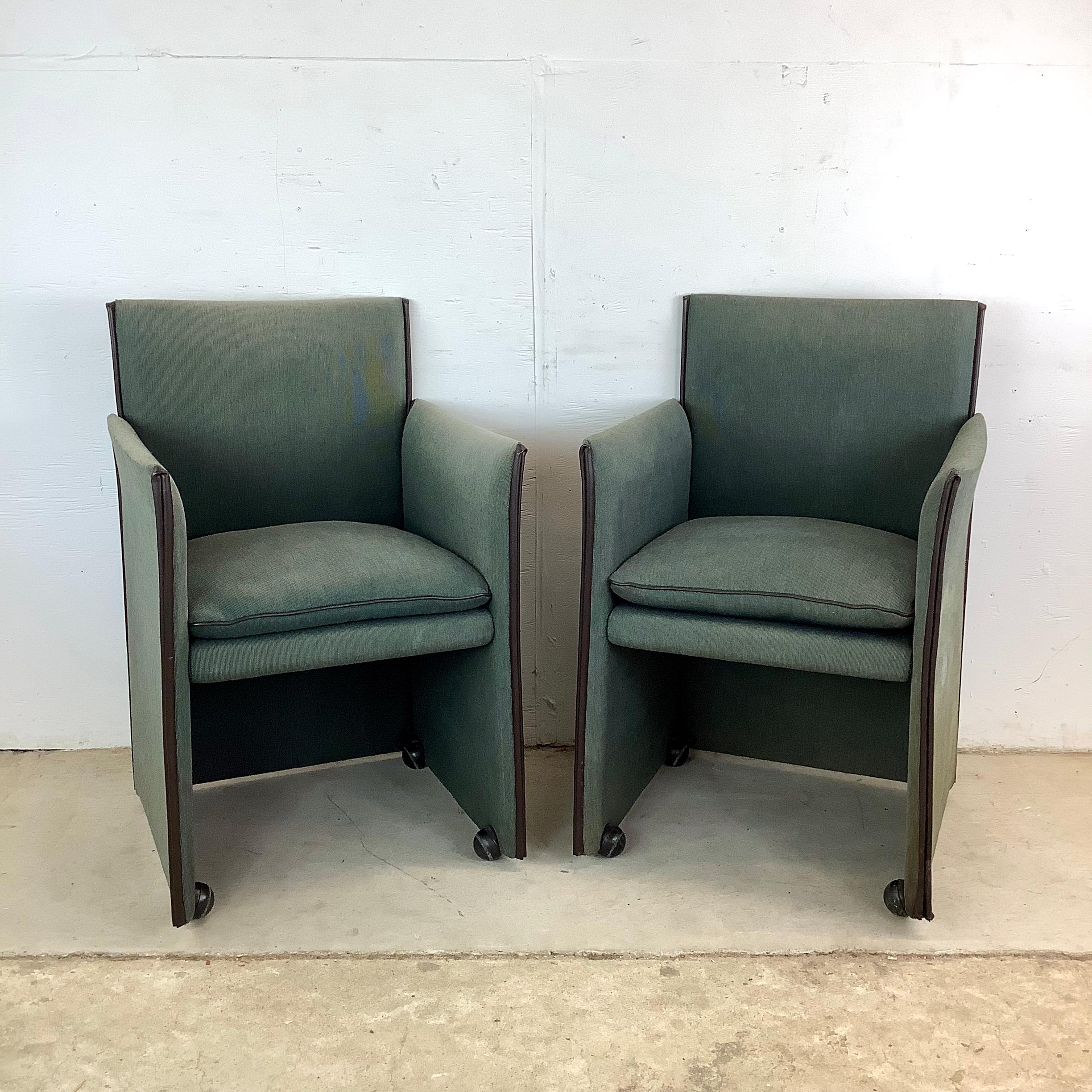A remarkable pair of “401 Break” armchairs attributed to Mario Bellini for Cassina — icons of Italian modernist design from the 1970s. These sculptural chairs showcase the architect’s signature balance of structure, comfort, and conceptual