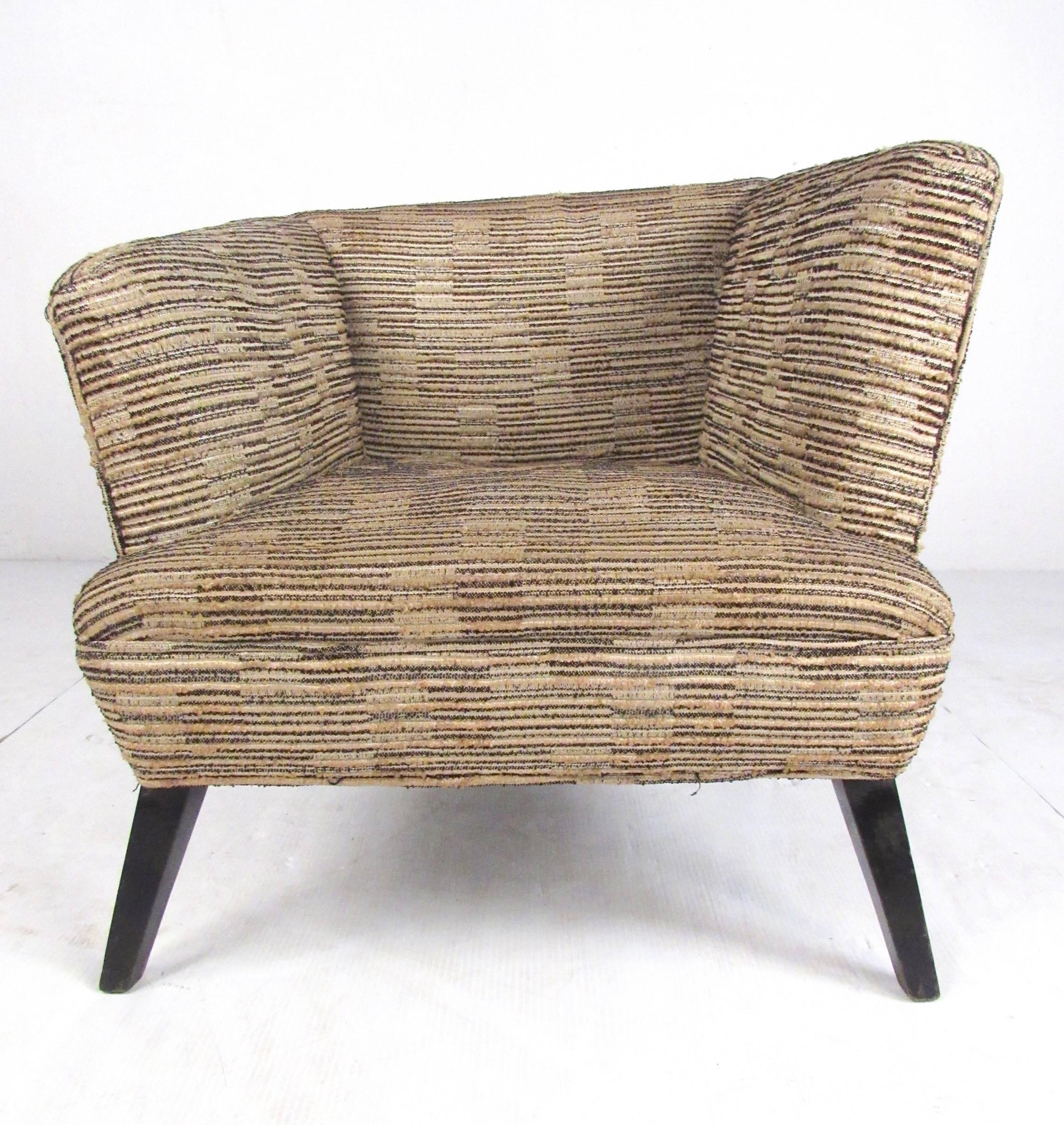 Upholstery Pair of Vintage Modern Art Deco Club Chairs For Sale