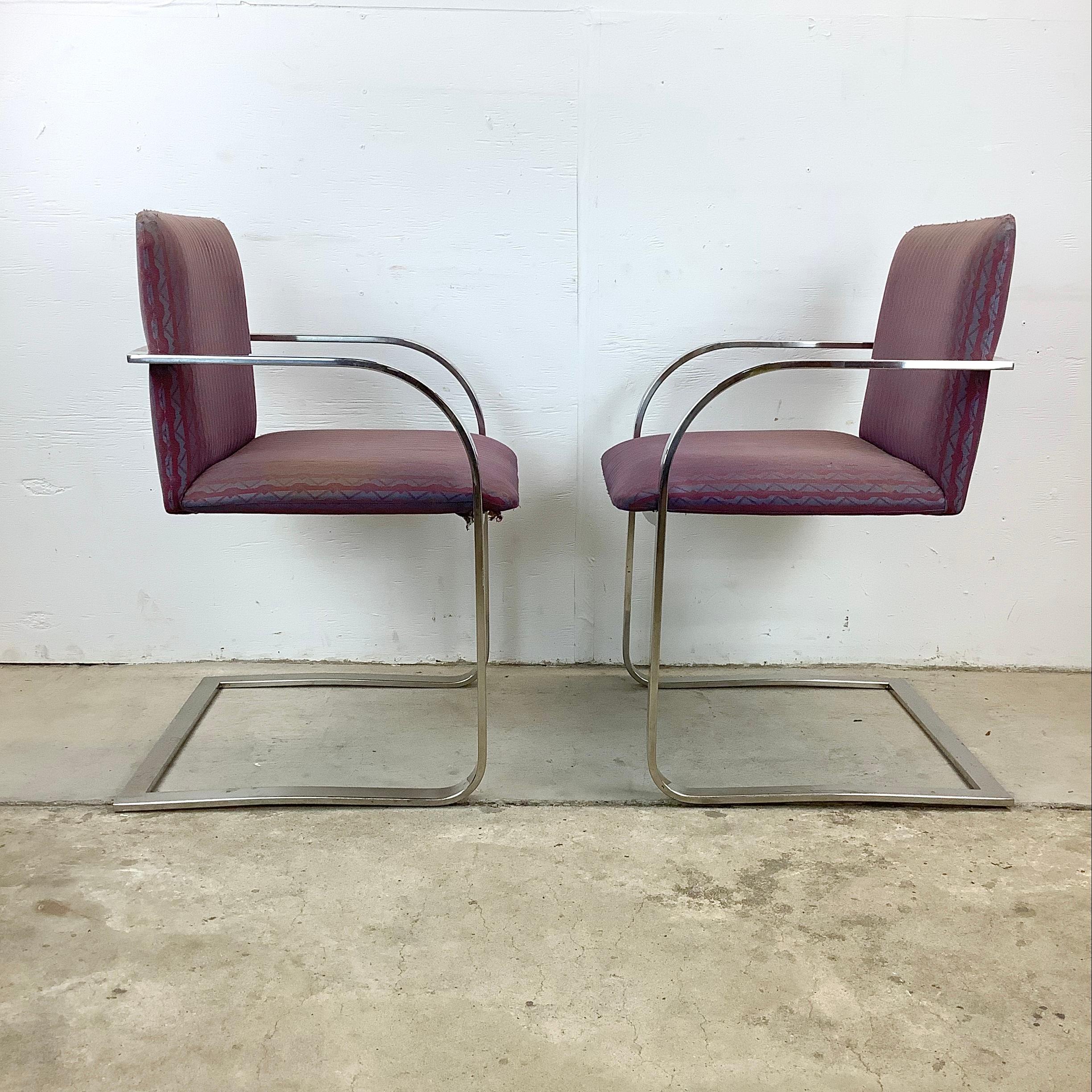 Other Pair Vintage Modern Cantilever Armchairs after Mies van der Rohe For Sale