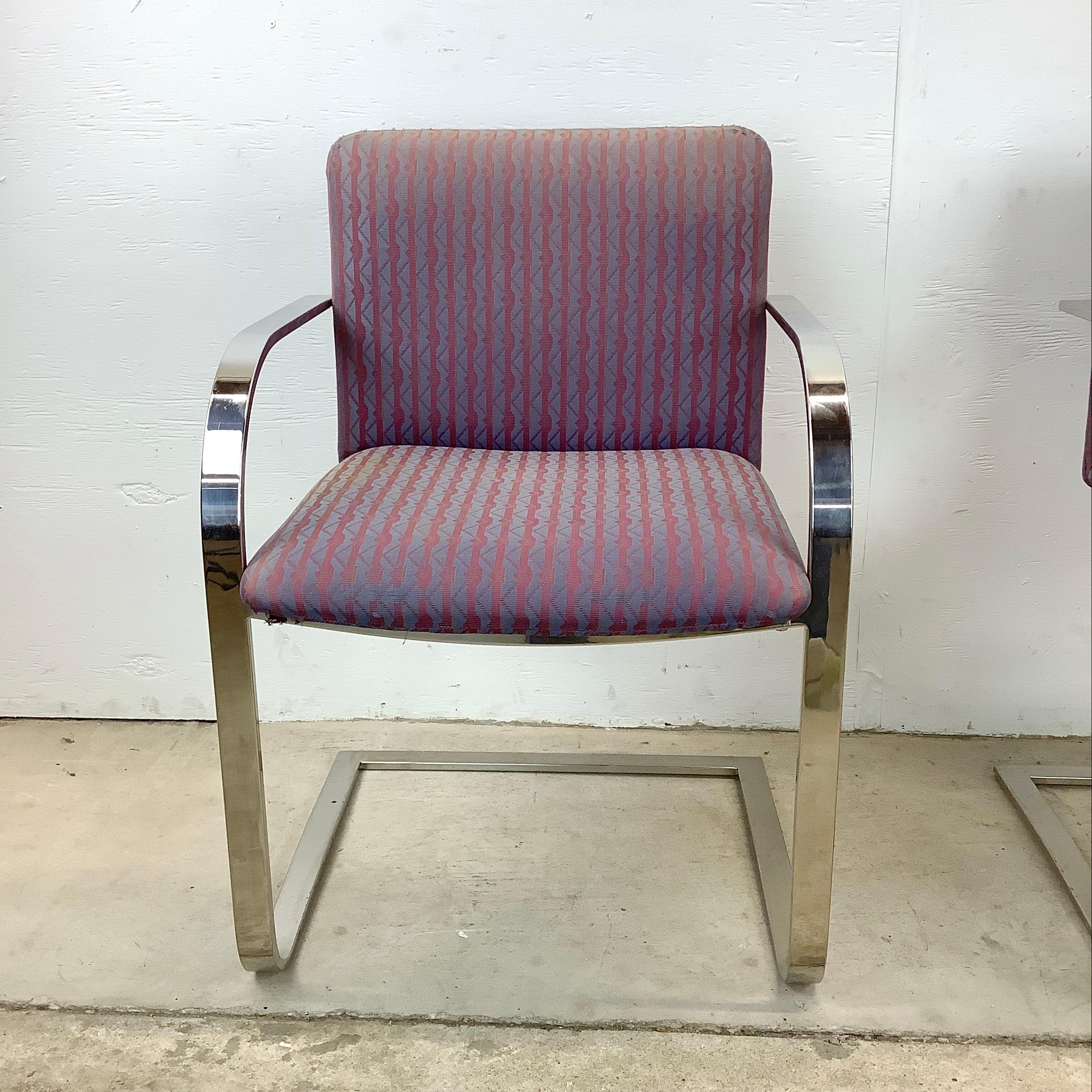 Pair Vintage Modern Cantilever Armchairs after Mies van der Rohe In Good Condition For Sale In Trenton, NJ