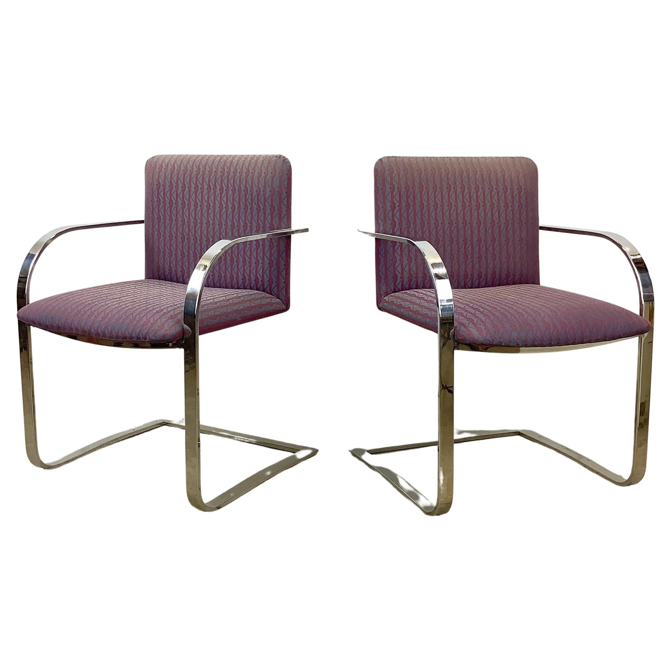 Pair Vintage Modern Cantilever Armchairs after Mies van der Rohe For Sale