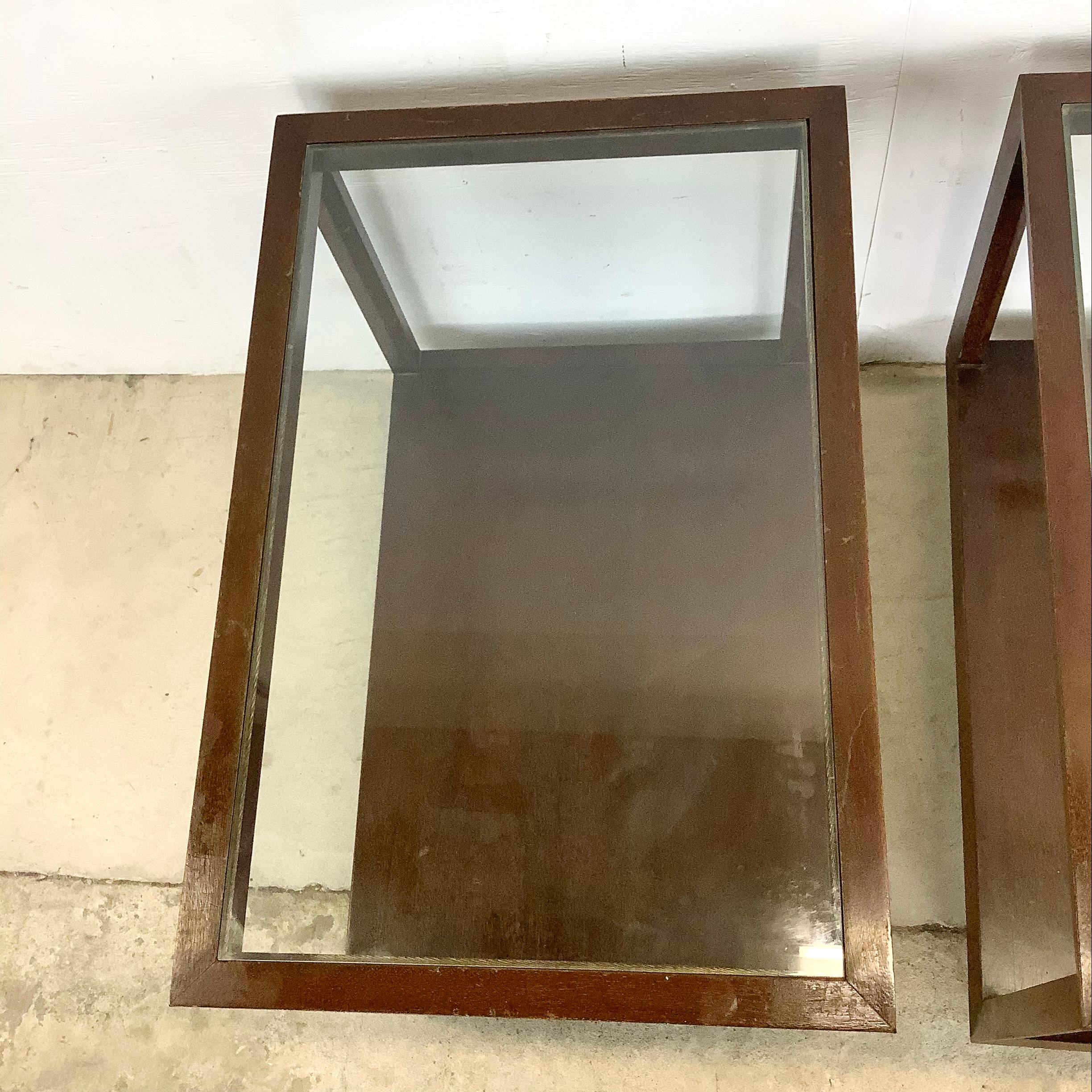 Pair Vintage Modern Glass Top Side Tables 7