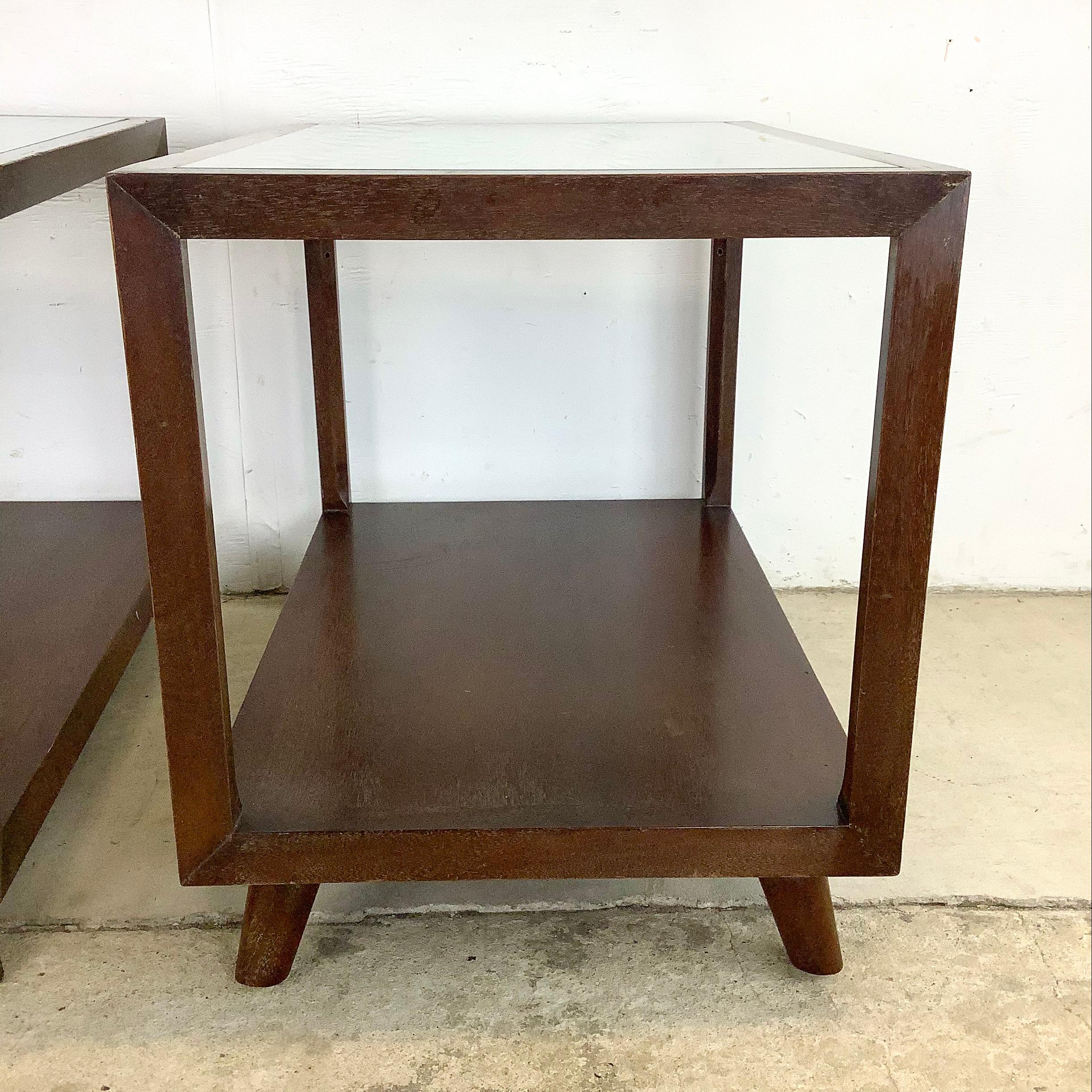 Pair Vintage Modern Glass Top Side Tables In Good Condition In Trenton, NJ