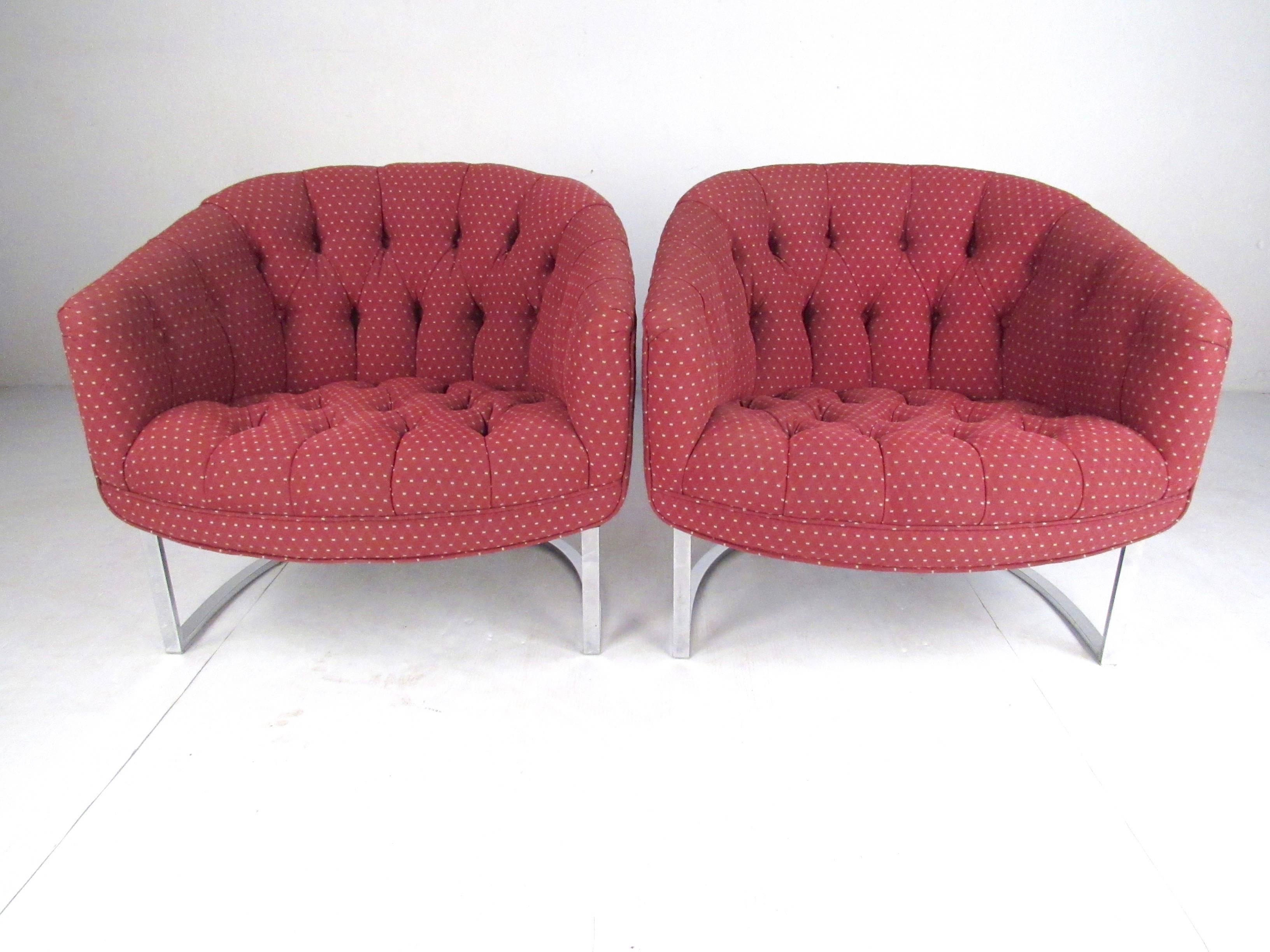 Mid-Century Modern Pair of Vintage Modern Lounge Chairs after Milo Baughman For Sale