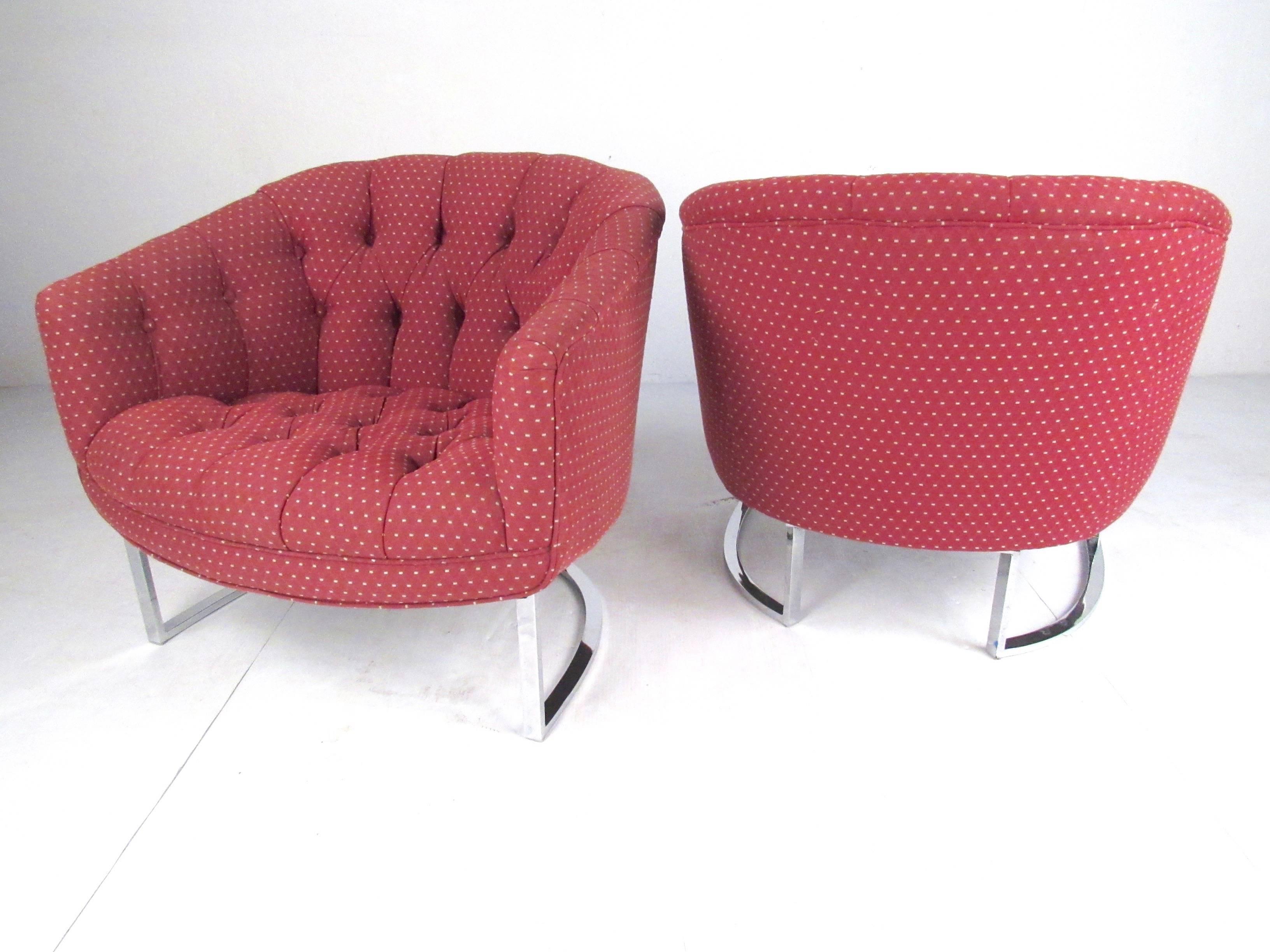 American Pair of Vintage Modern Lounge Chairs after Milo Baughman For Sale