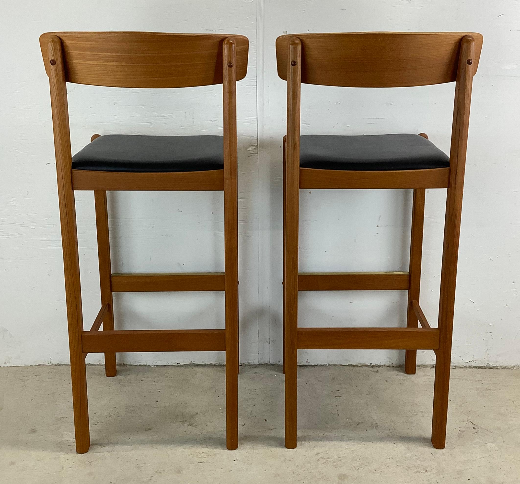 Pair Vintage Modern Teak Barstools For Sale 2