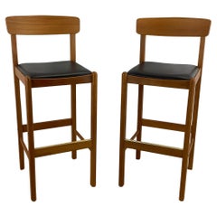 Pair Used Modern Teak Barstools