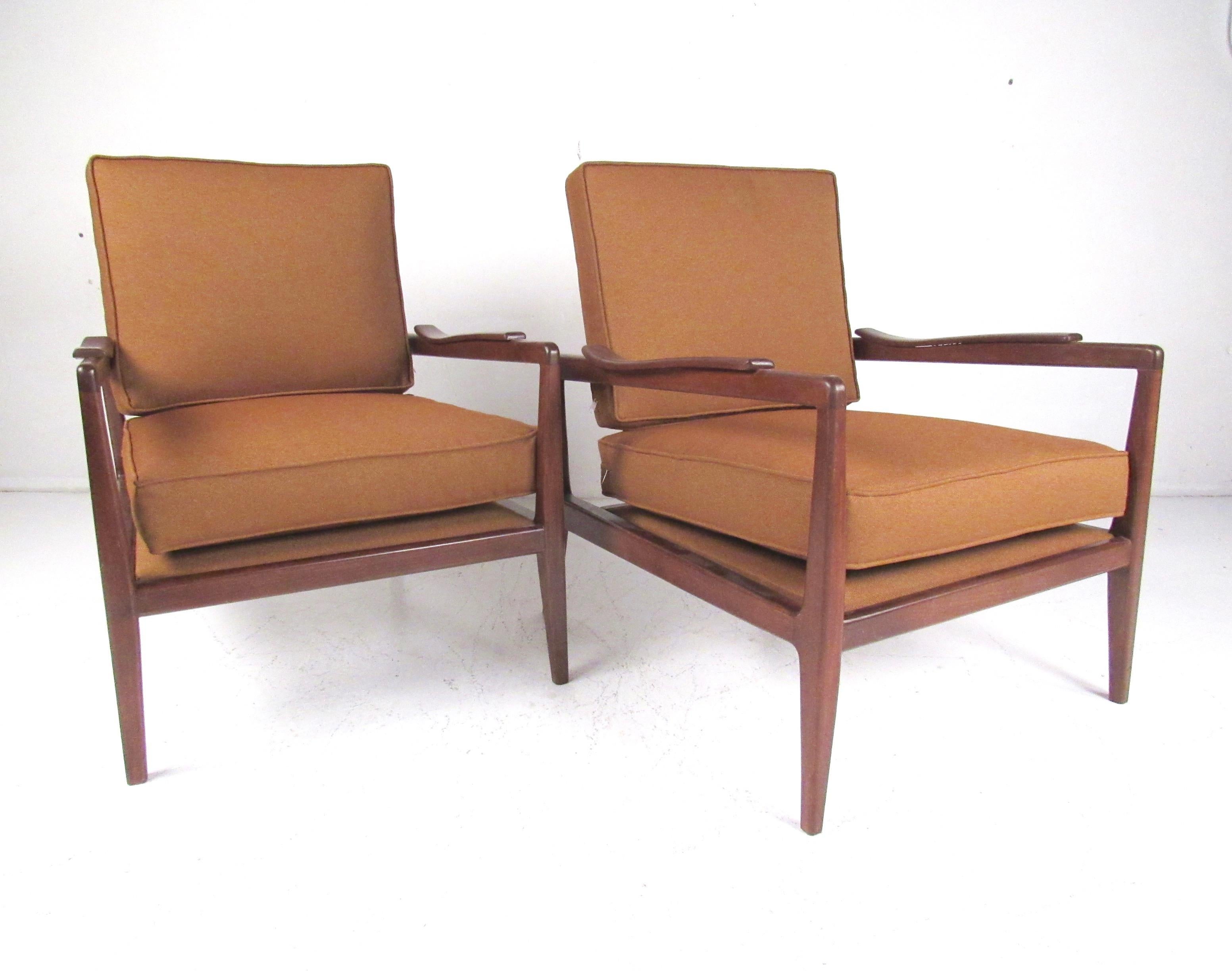 Mid-Century Modern Edmond Spence Designed Walnut Lounge Chairs