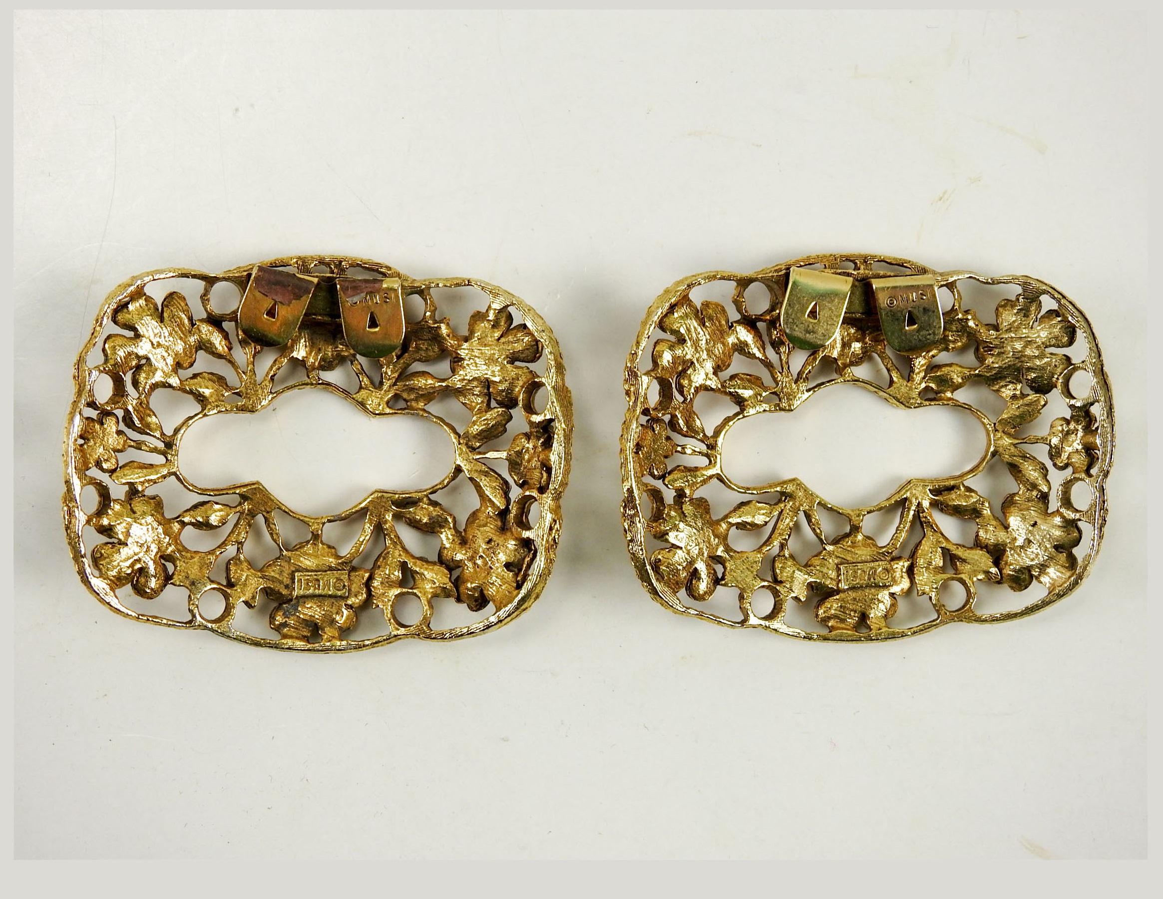 Paar Vintage Musi Goldtone Floral Schuhklammern im Zustand „Gut“ im Angebot in Seguin, TX