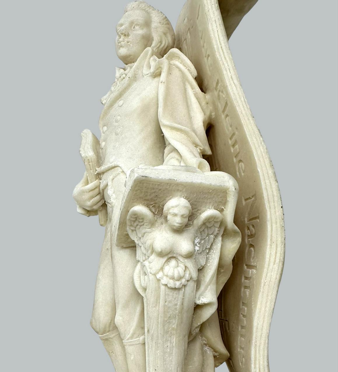 Marbre Paire de sculpteurs musiciens masculins d'antiquités serre-livres Wolfgang Amadeus Mozart en vente