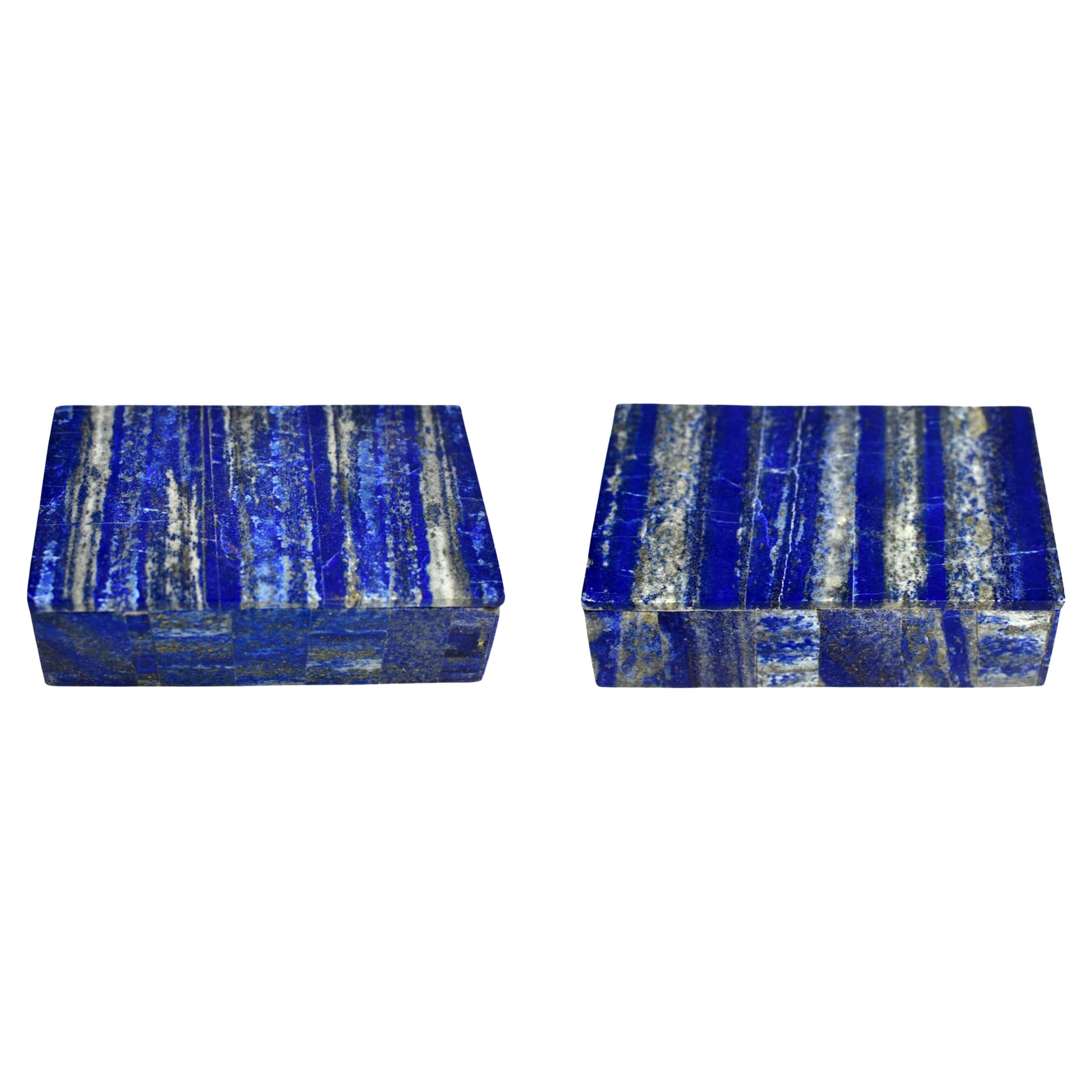 Pair Lapis Lazuli Boxes Beech Forest