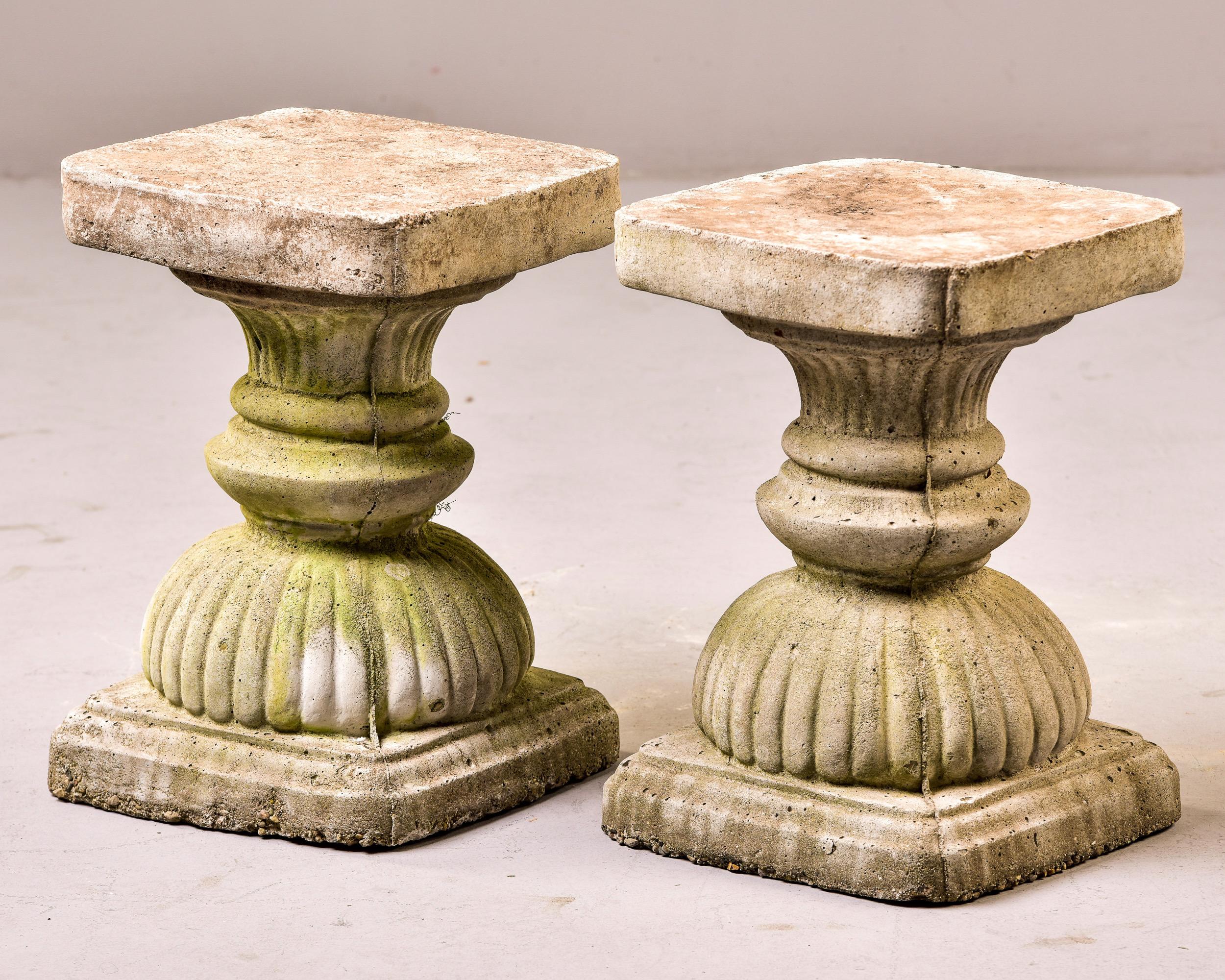 Cast Stone Pair Vintage Neoclassical Garden Pedestals