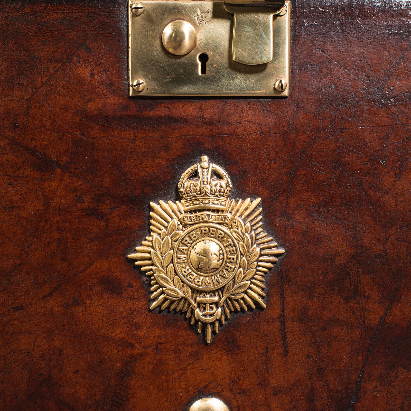 Pair, Vintage Officer's Campaign Luggage Cases, English, Bedside Nightstands For Sale 4