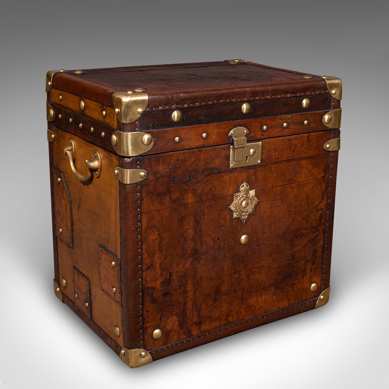 British Pair, Vintage Officer's Campaign Luggage Cases, English, Bedside Nightstands For Sale