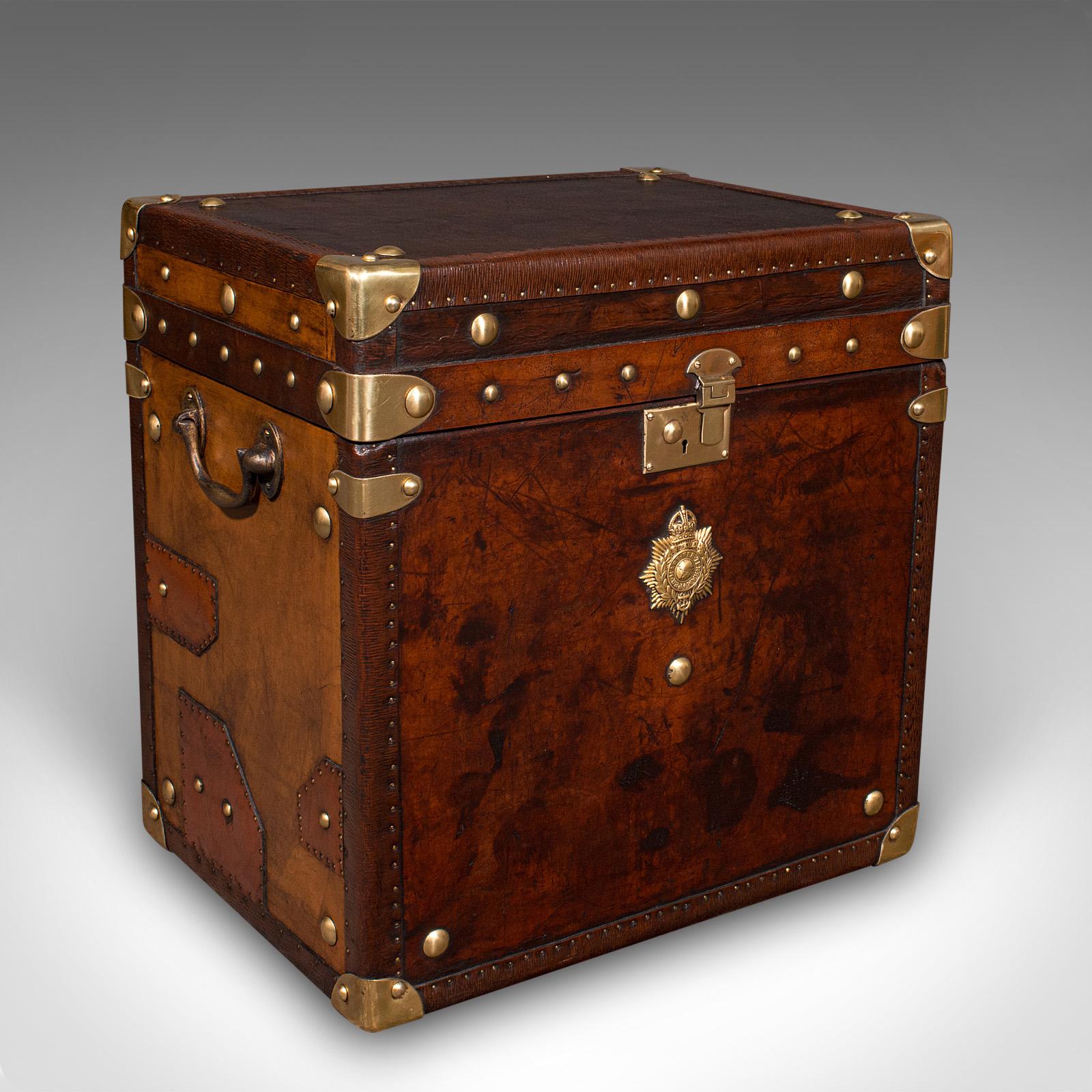 20th Century Pair, Vintage Officer's Campaign Luggage Cases, English, Bedside Nightstands For Sale