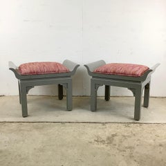 Pair Vintage Pagoda Style Stools