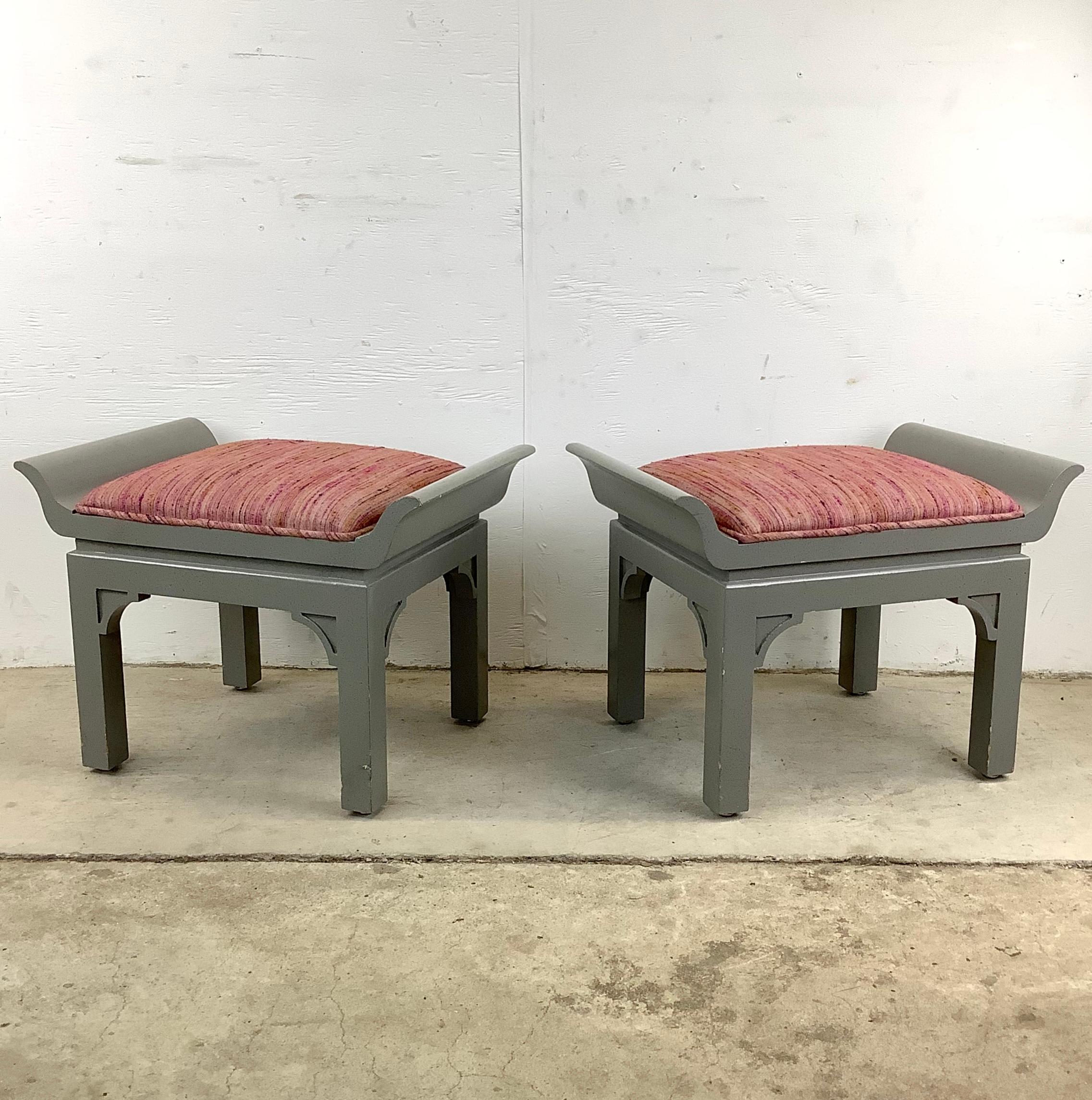 Art Deco Pair Vintage Pagoda Style Stools For Sale
