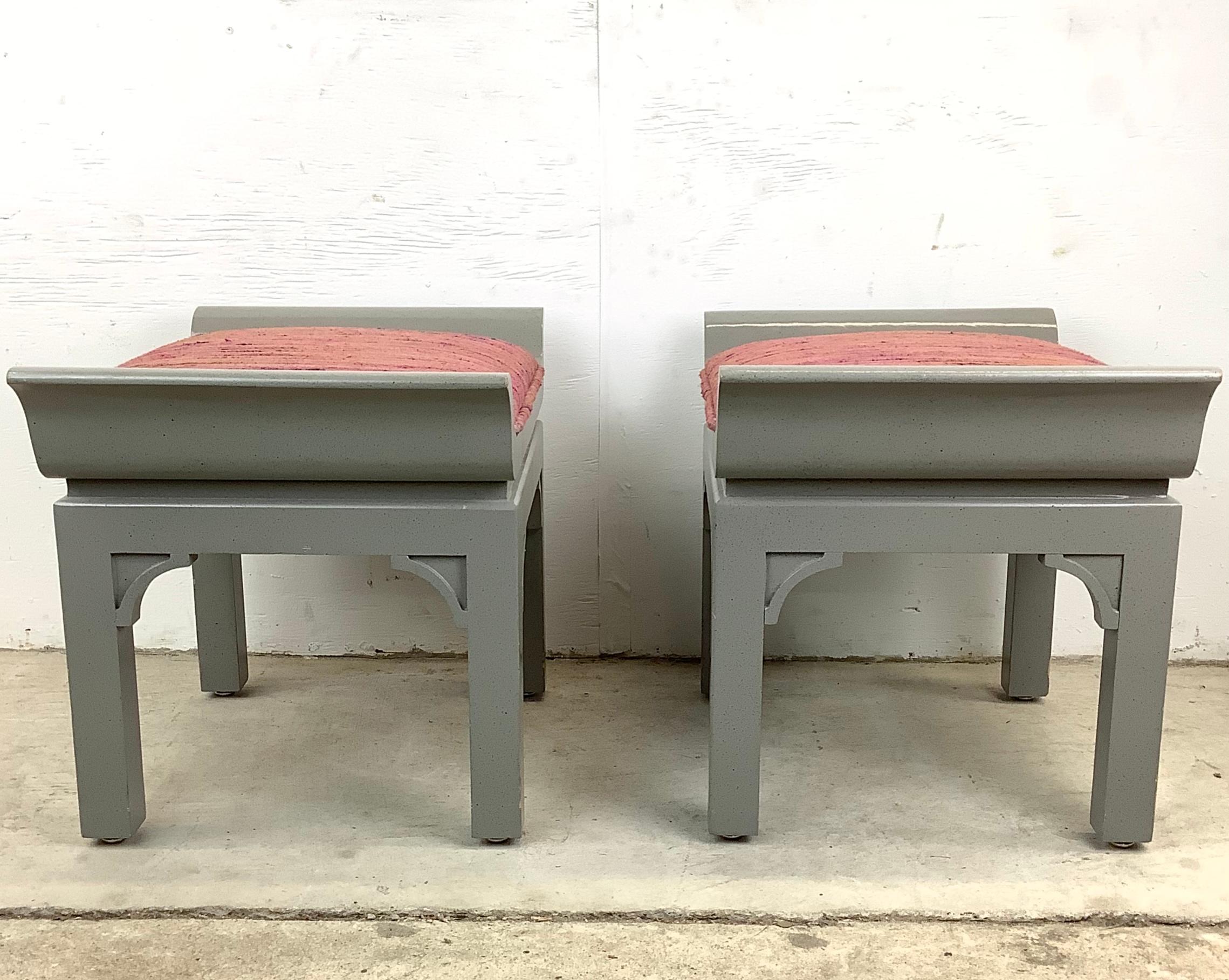 Pair Vintage Pagoda Style Stools In Good Condition For Sale In Trenton, NJ