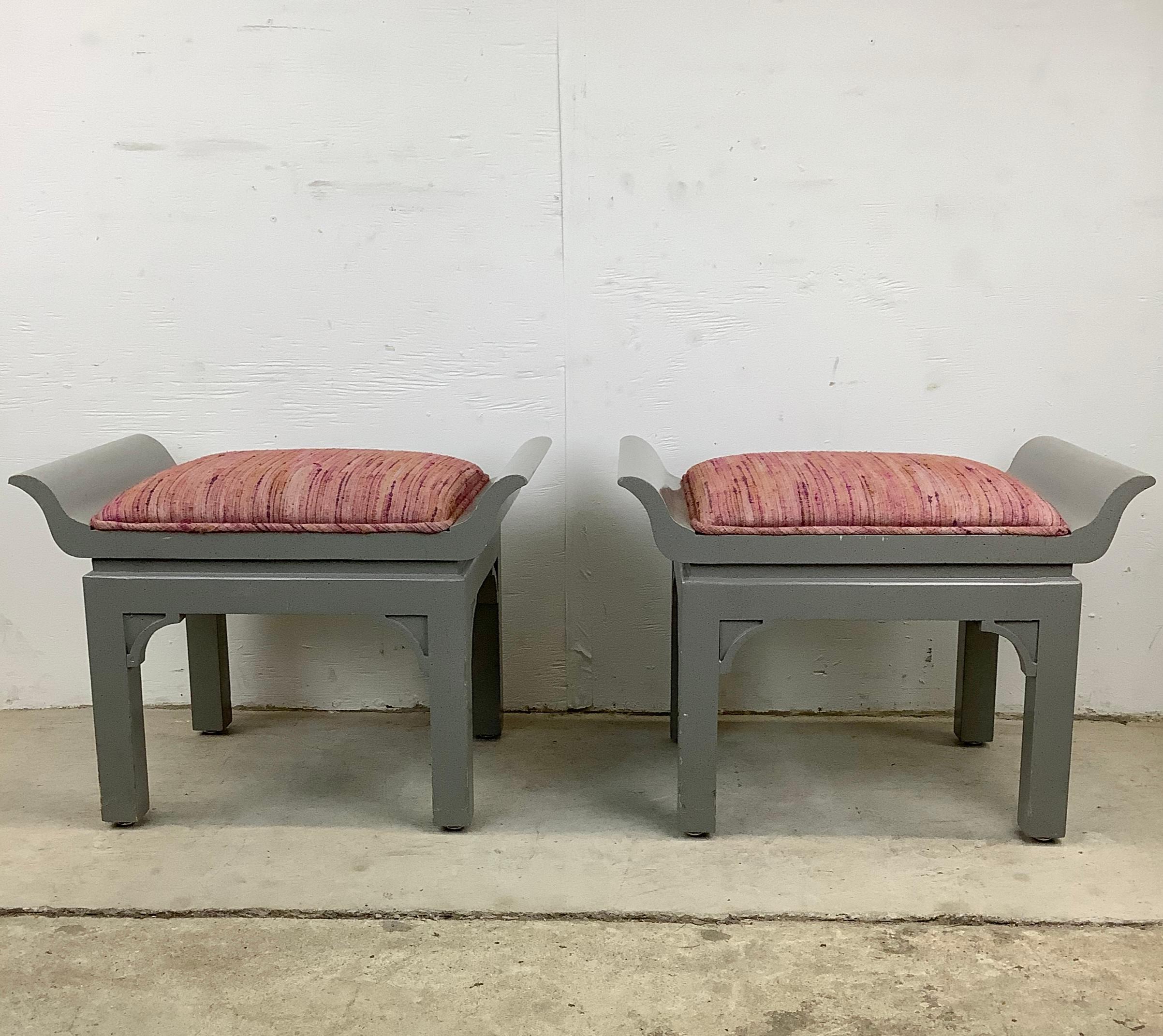 20th Century Pair Vintage Pagoda Style Stools For Sale