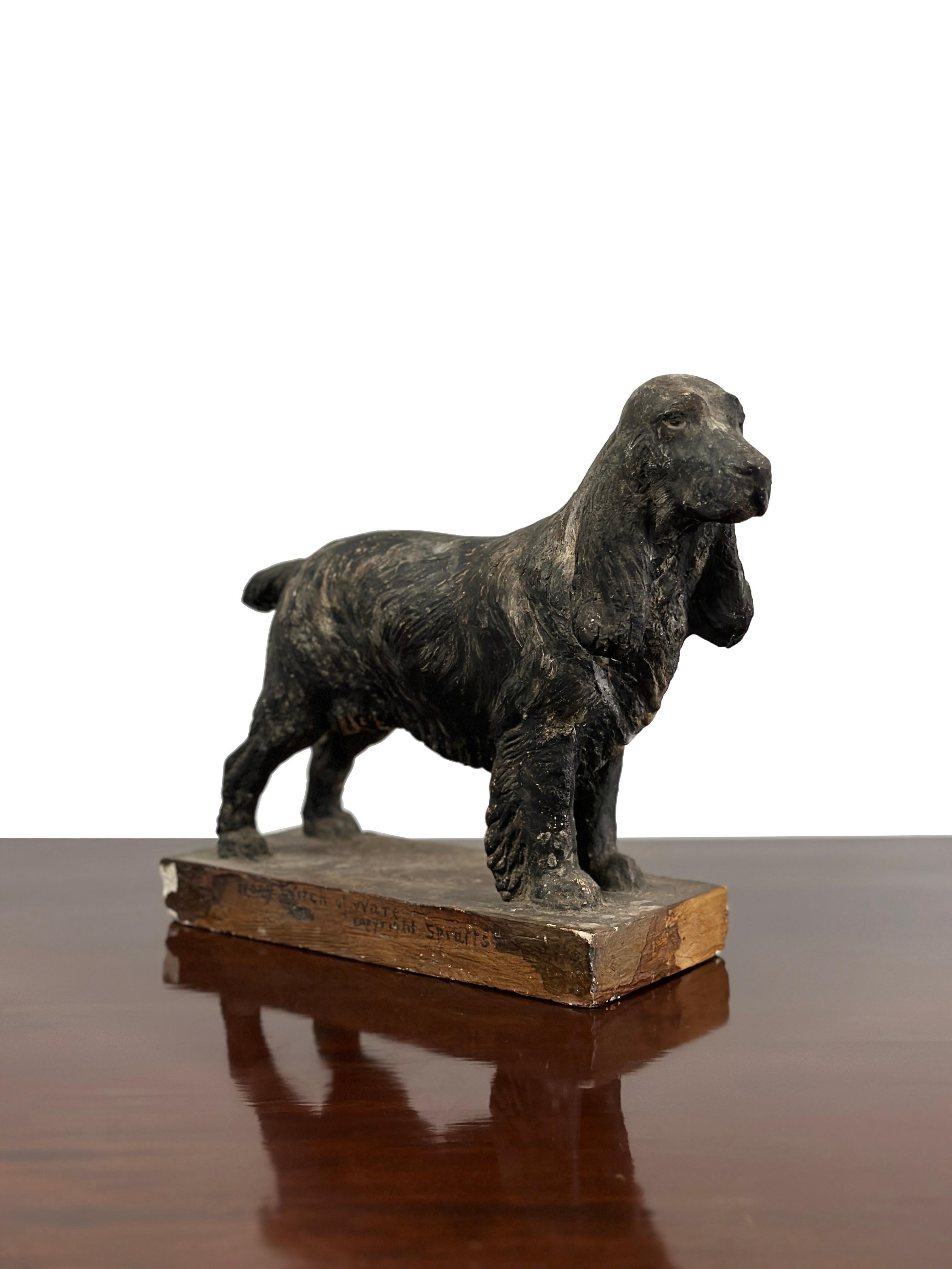 Pair Vintage Painted Plaster Model Dogs Sculpture By Frederick Thomas Daws In Good Condition For Sale In Sale, GB