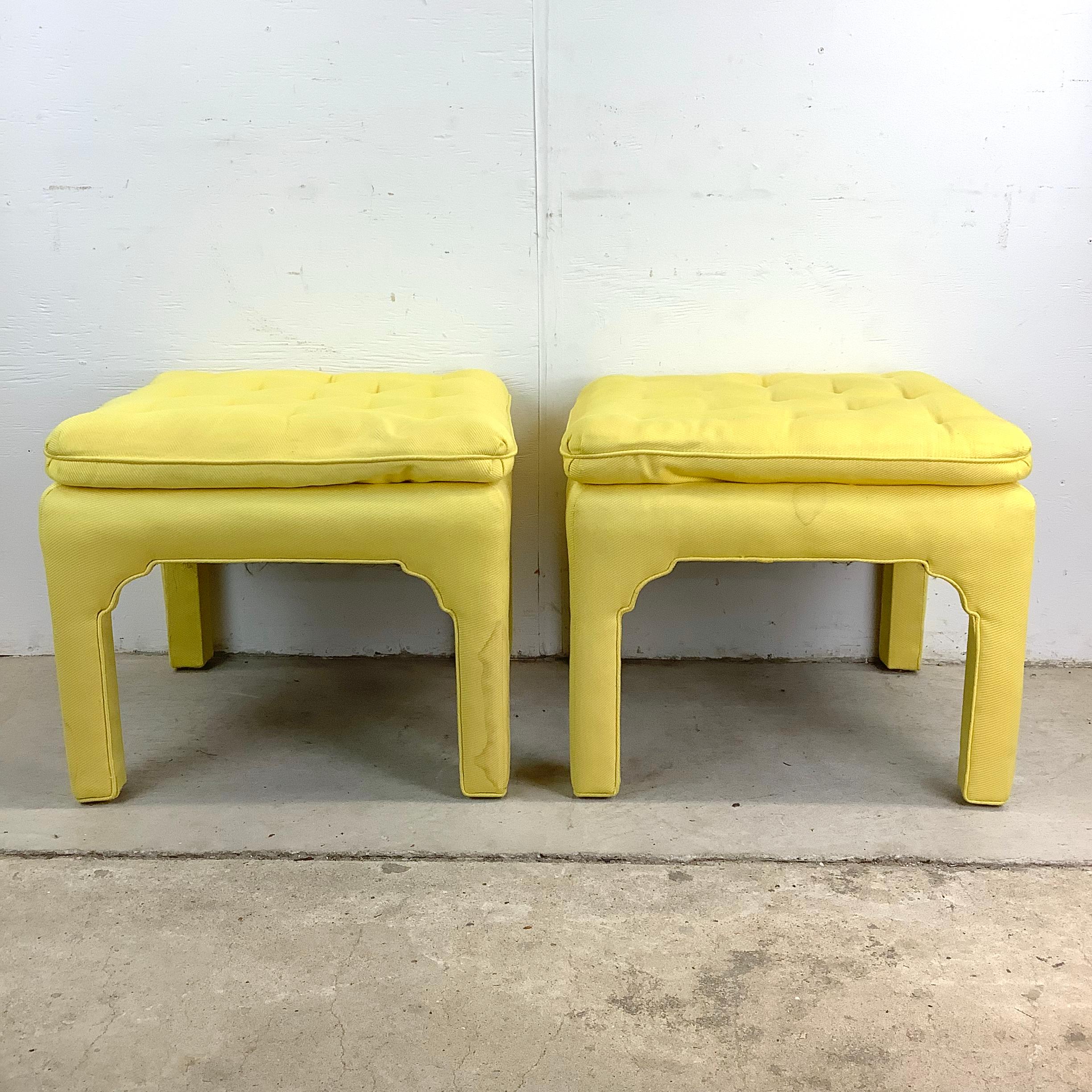 Pareja de reposapiés vintage estilo Parson con tapa de almohada Desconocido en venta