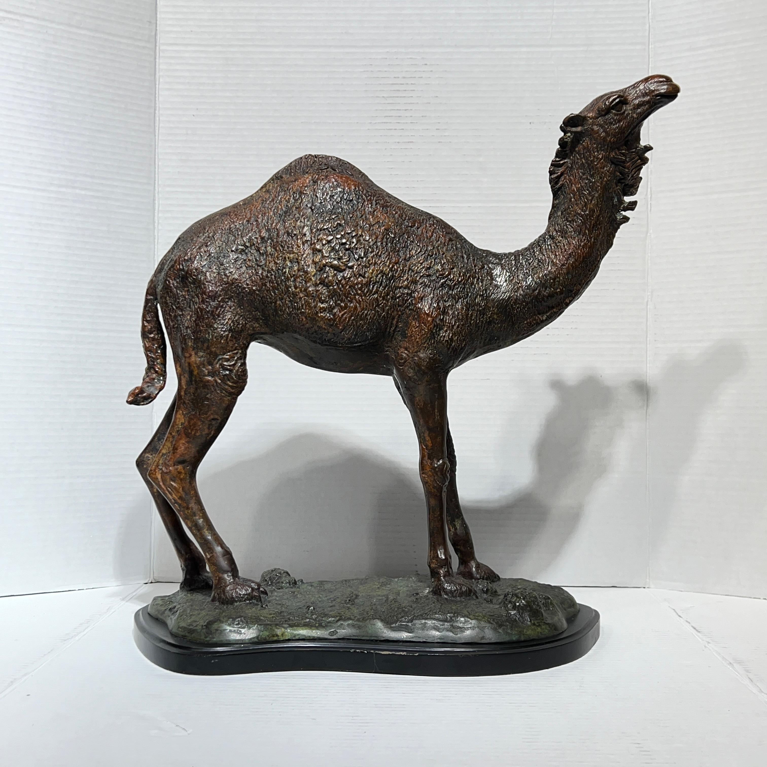 Pair Vintage Patinated Bronze Arabian Camel Figurines For Sale at 1stDibs