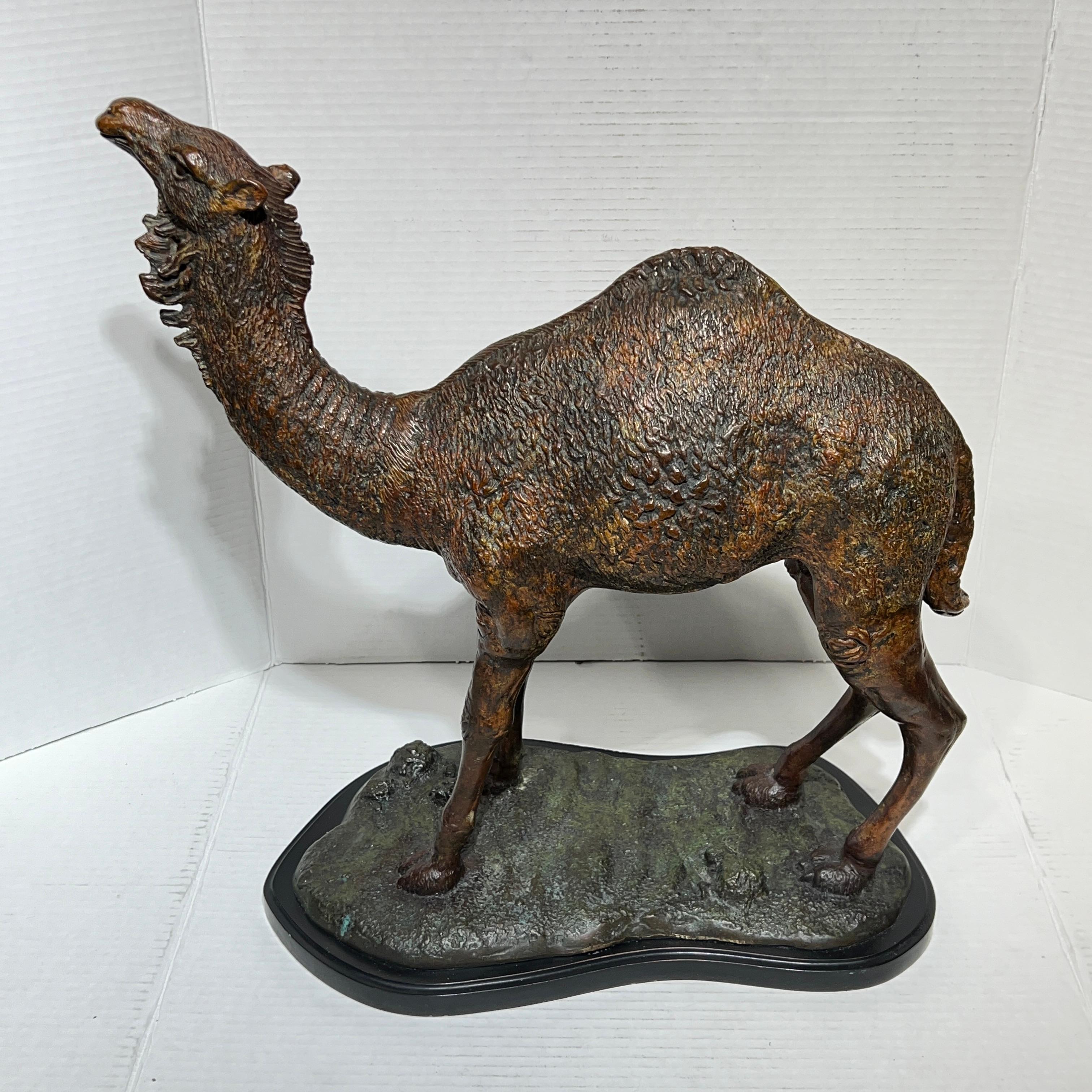Pair Vintage Patinated Bronze Arabian Camel Figurines For Sale at 1stDibs
