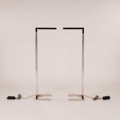 Pair Vintage Polished Nickel Floor Lamps