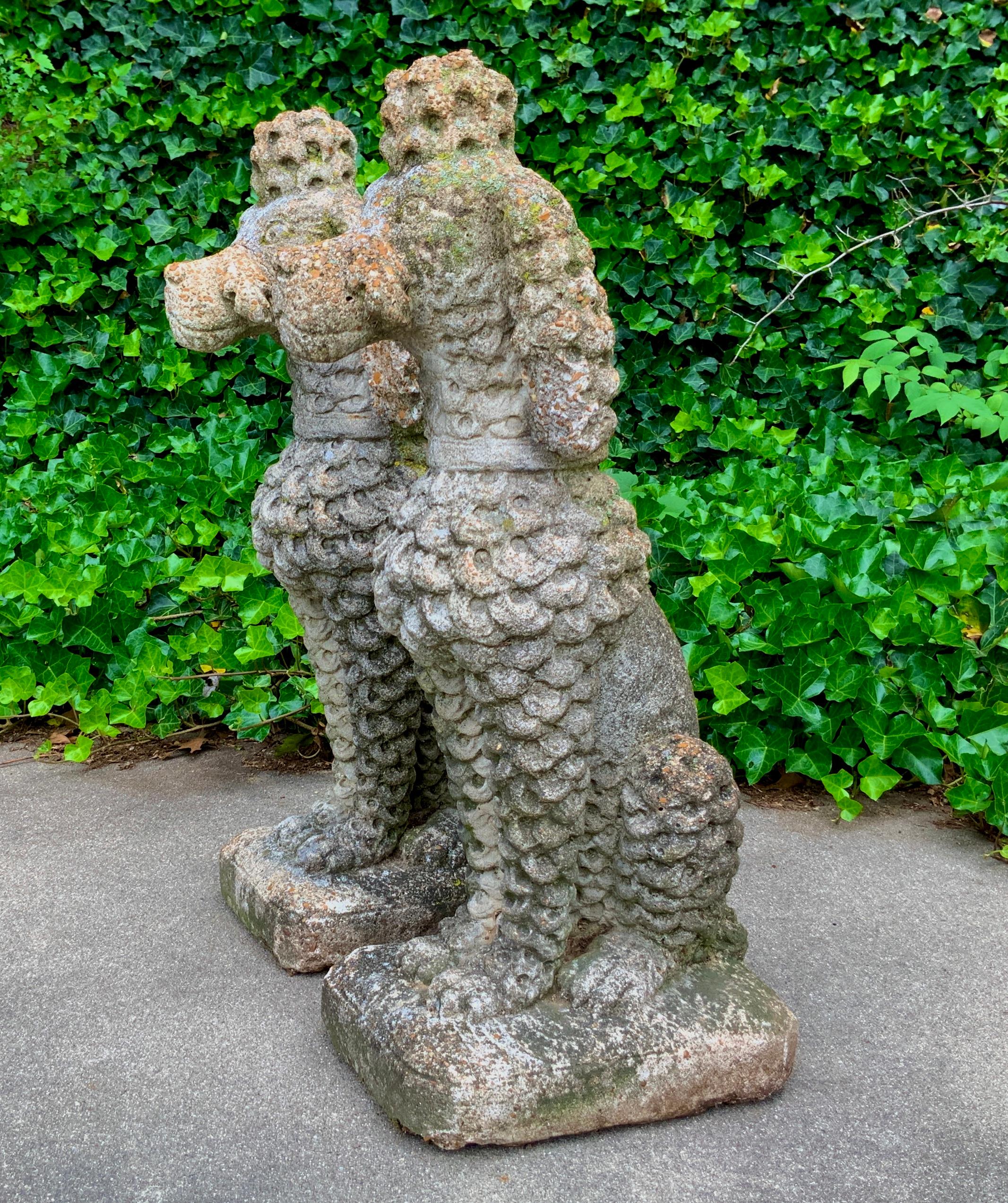 Pair Vintage Poodle Dog Garden Sculptures at 1stDibs poodle statue