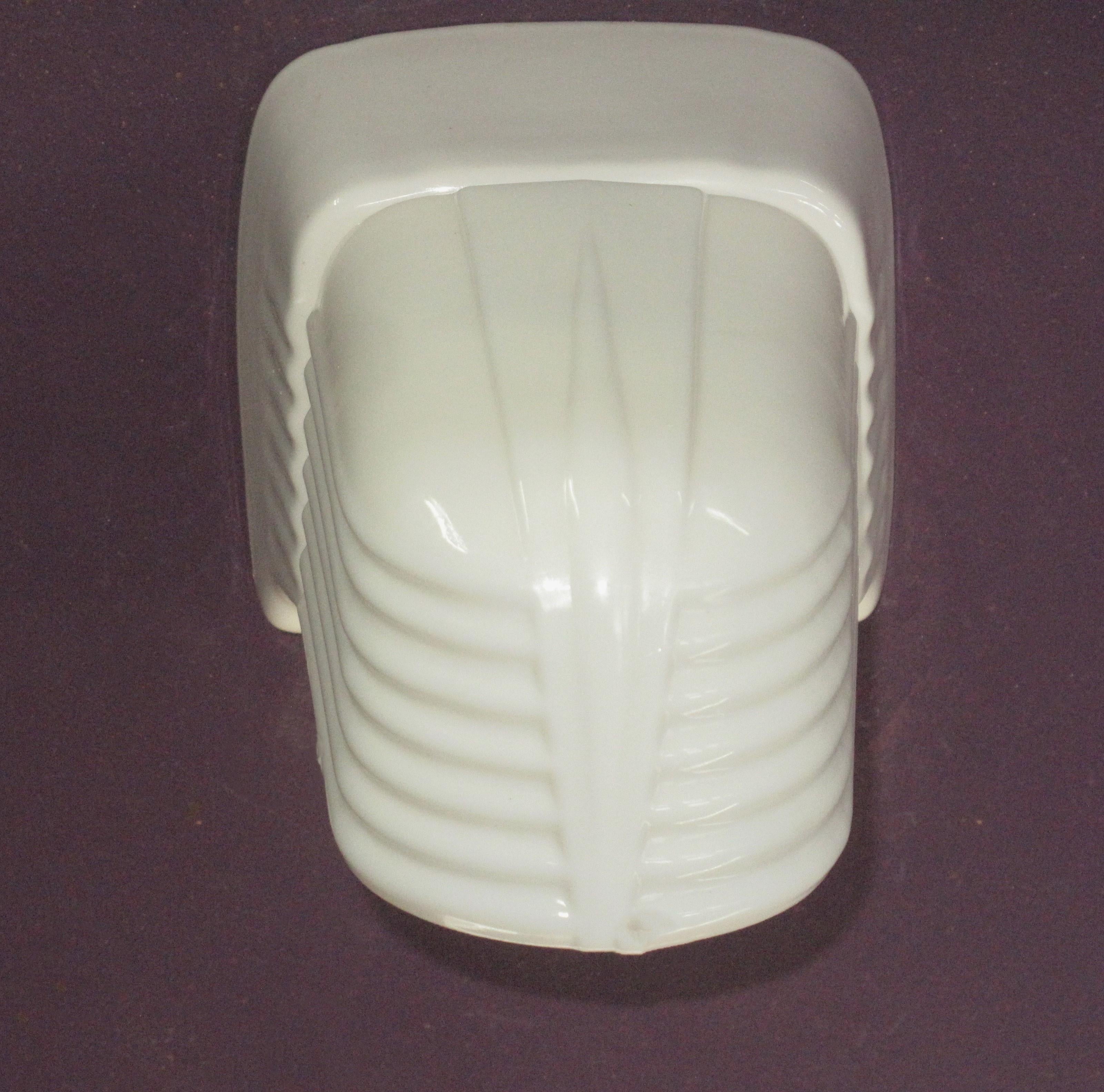 Mid-Century Modern Pair Vintage Porcelain Bathroom Wall Sconce Lights