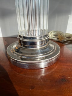Pair, Vintage Ralph Lauren Style Silverplated, Glass & Chrome Table Lamps