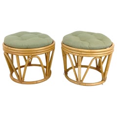Coppia di pouf in rattan vintage