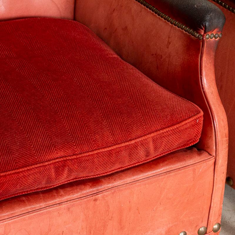 20th Century Pair, Vintage Red Leather Club Chairs by Designer Otto Schultz
