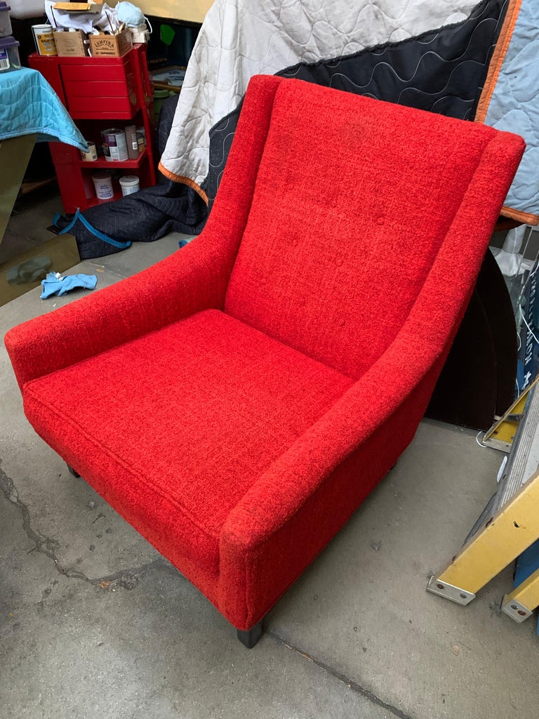 Pair of Vintage Red Lounge Club Chairs For Sale at 1stdibs