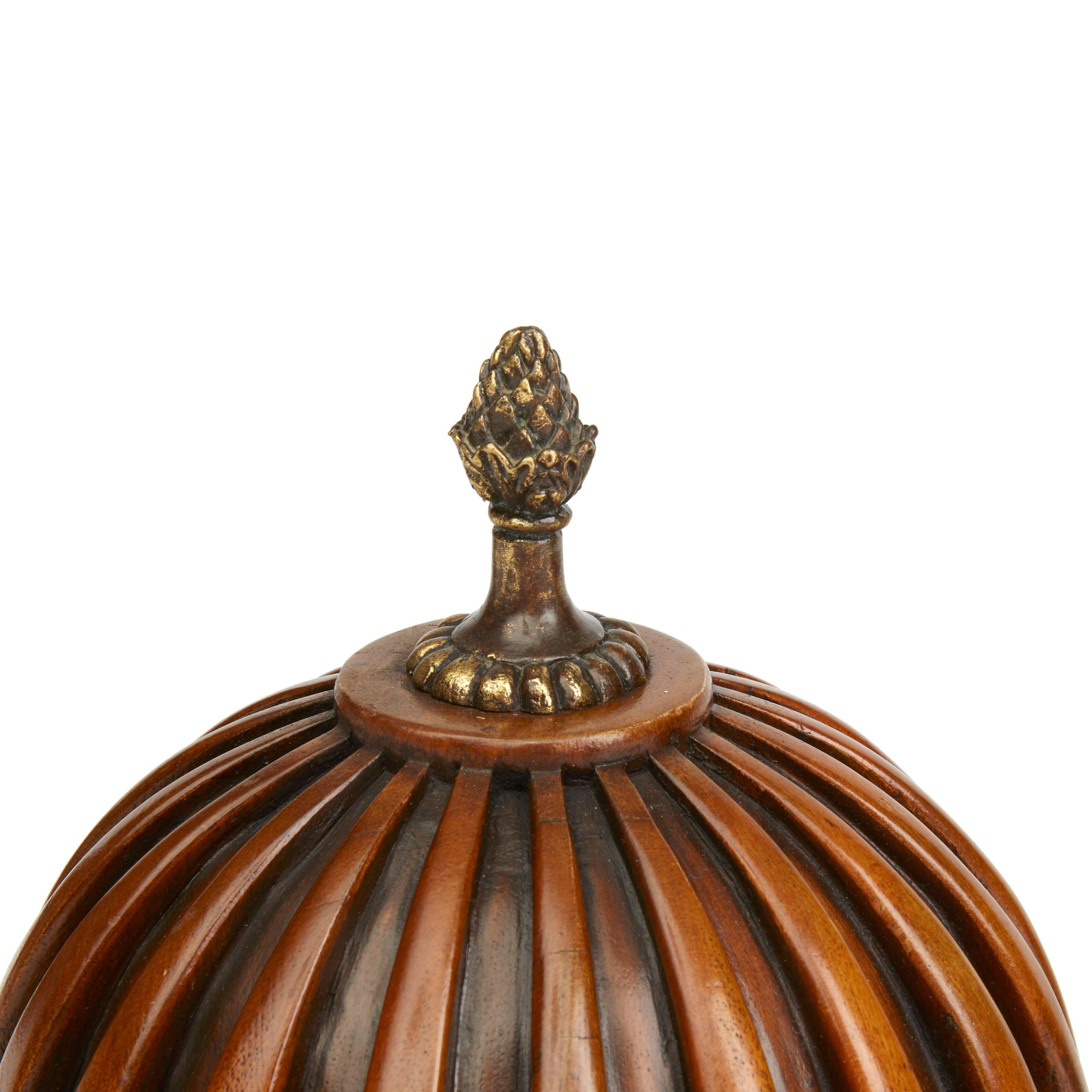 Pair of Adam Style Carved Wood Lidded Urns, circa 1950 3