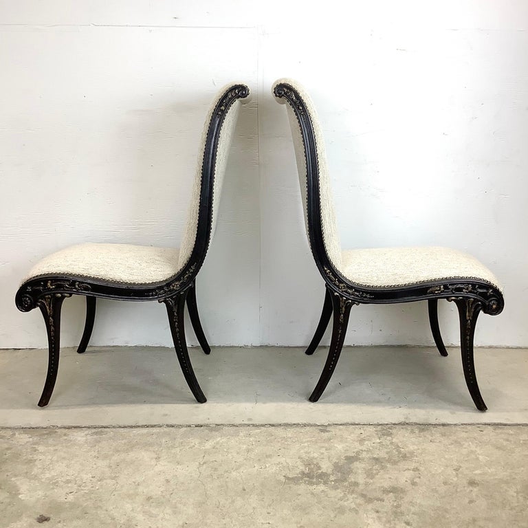 Pair Vintage Regency Style Slipper Chairs For Sale at 1stDibs