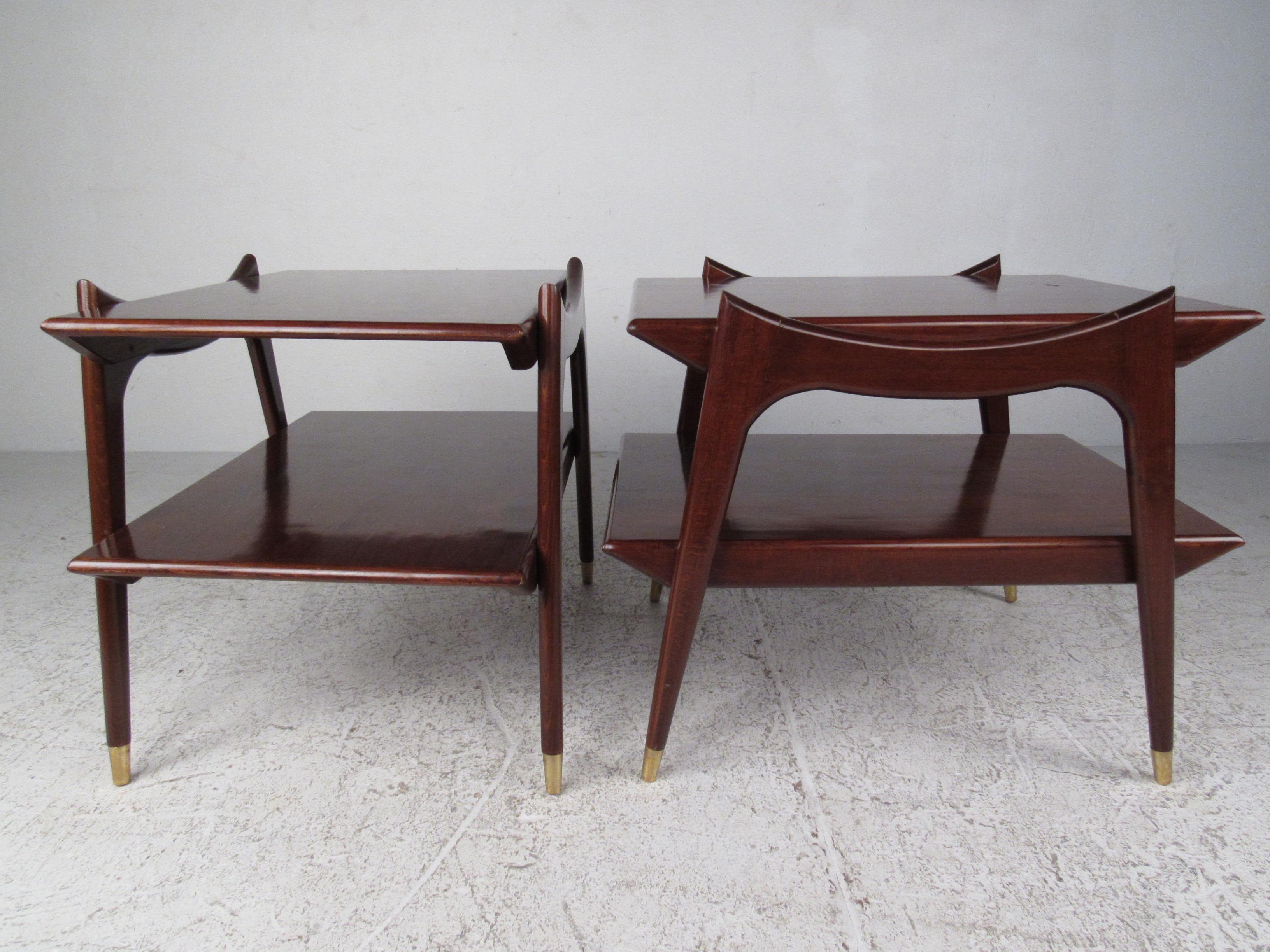 Mid-Century Modern Pair Vintage Rosewood End Tables