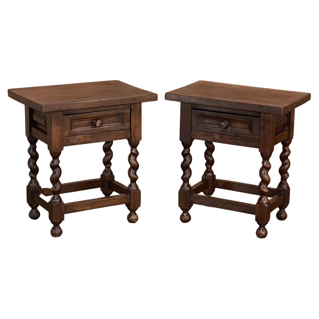 Vintage Moroccan Hand Painted Nightstand or End Table in Black and