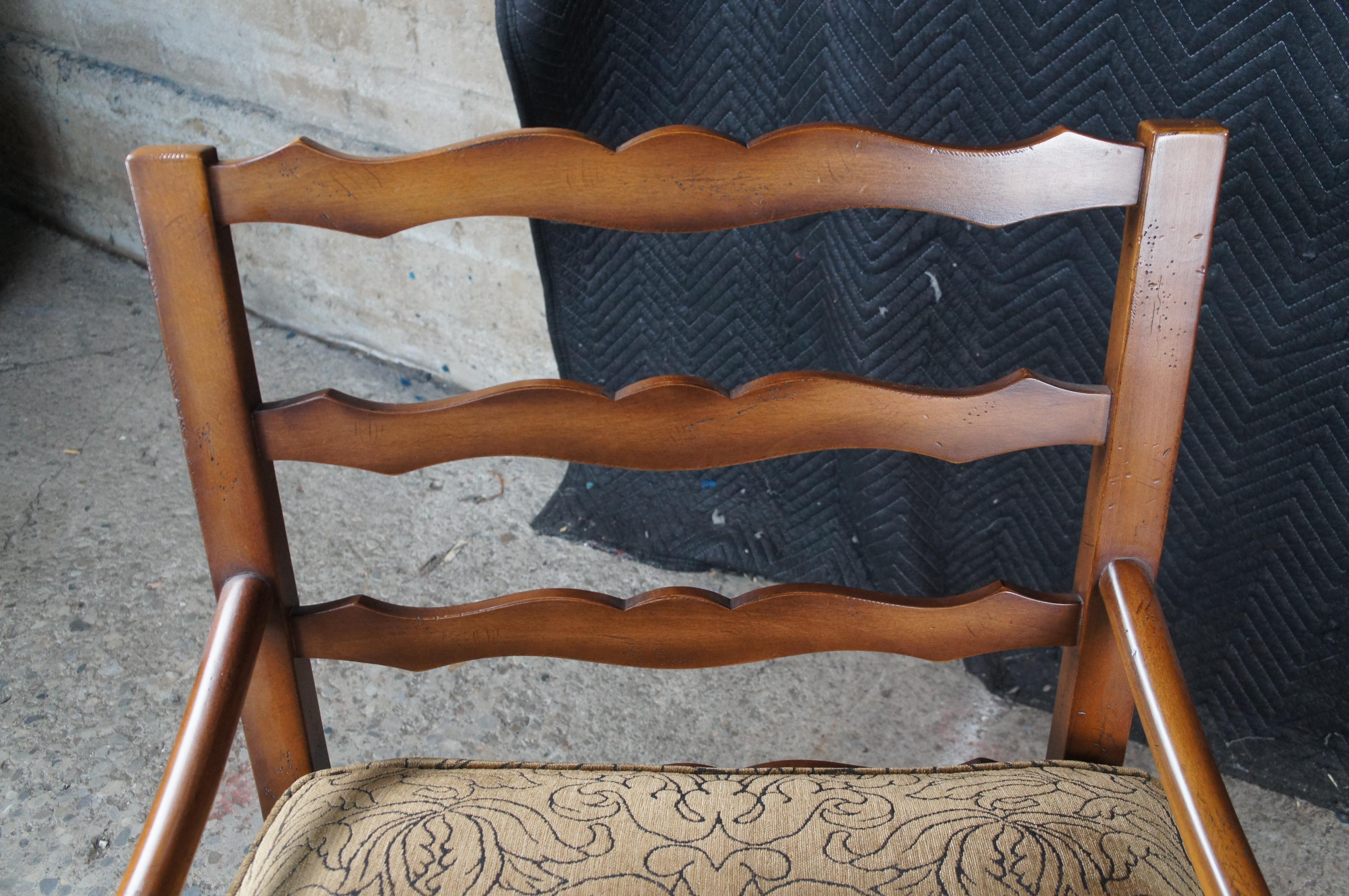 Paar Vintage Sherrill überdimensioniert Französisch Land Eiche Leiter zurück Lounge Arm Stühle im Angebot 6