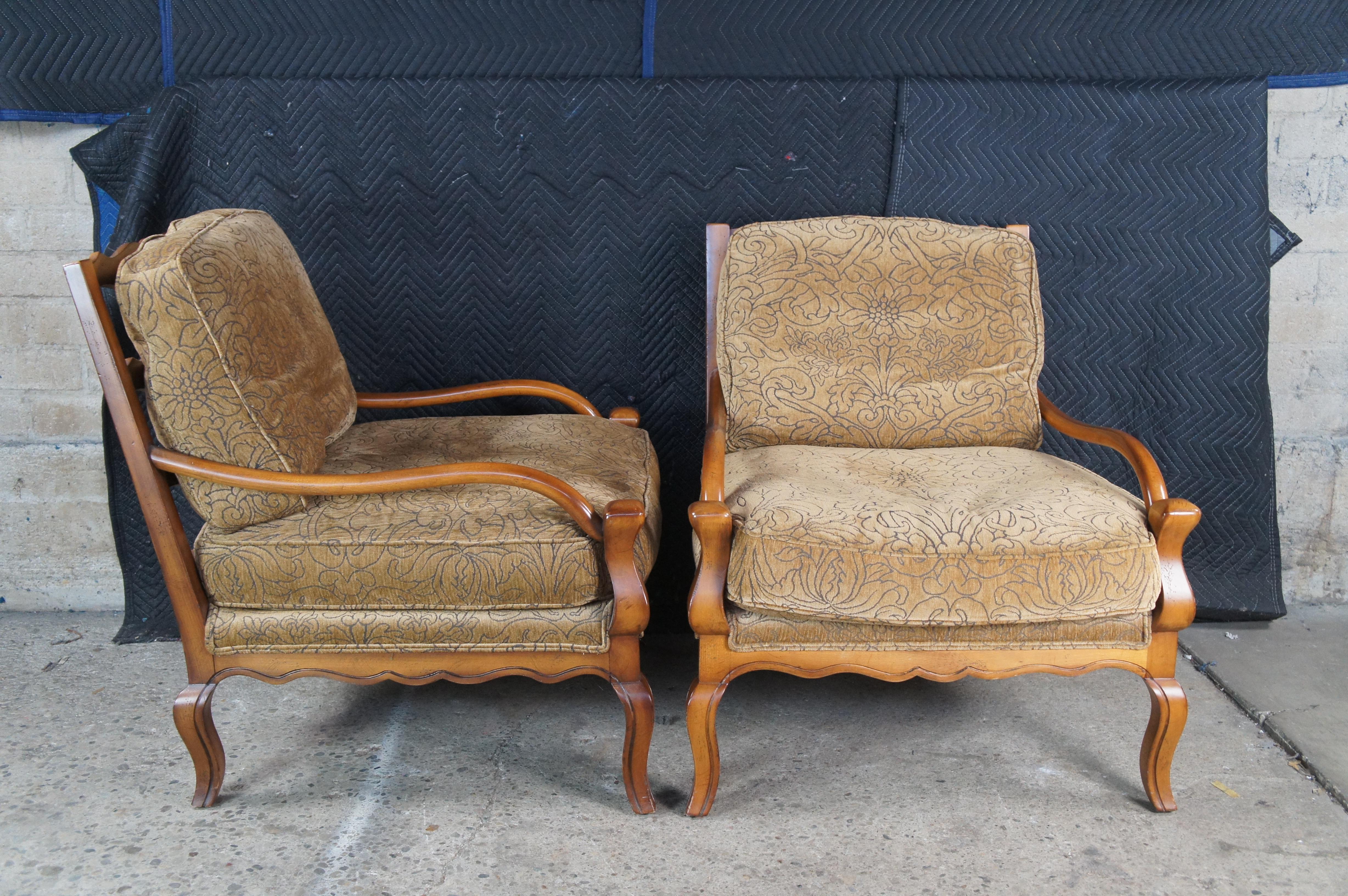 Paar Vintage Sherrill überdimensioniert Französisch Land Eiche Leiter zurück Lounge Arm Stühle im Angebot 9