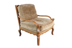 Pair Vintage Sherrill Oversized French Country Oak Ladder Back Lounge Arm Chairs