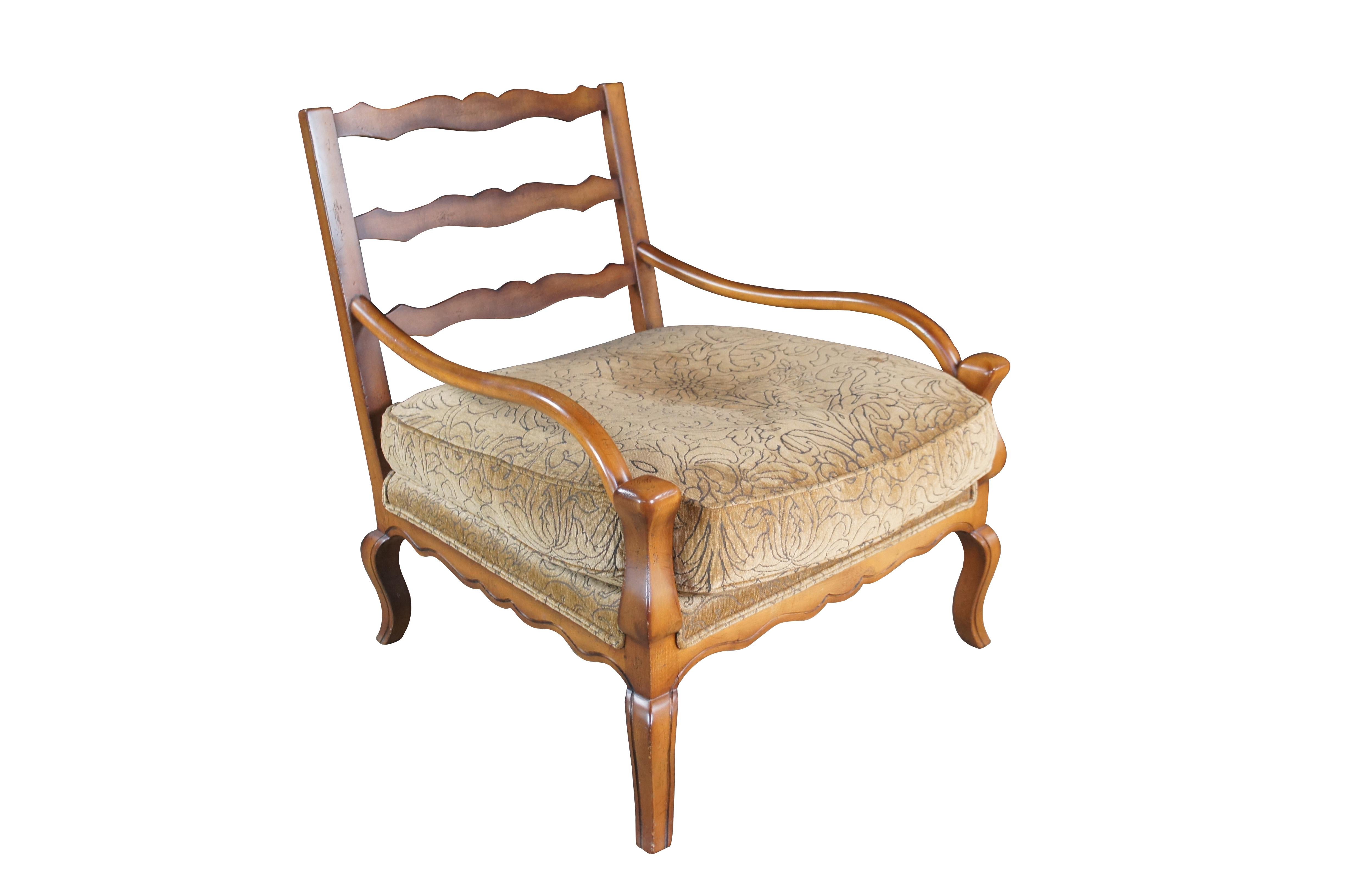Paar Vintage Sherrill überdimensioniert Französisch Land Eiche Leiter zurück Lounge Arm Stühle (amerikanisch) im Angebot