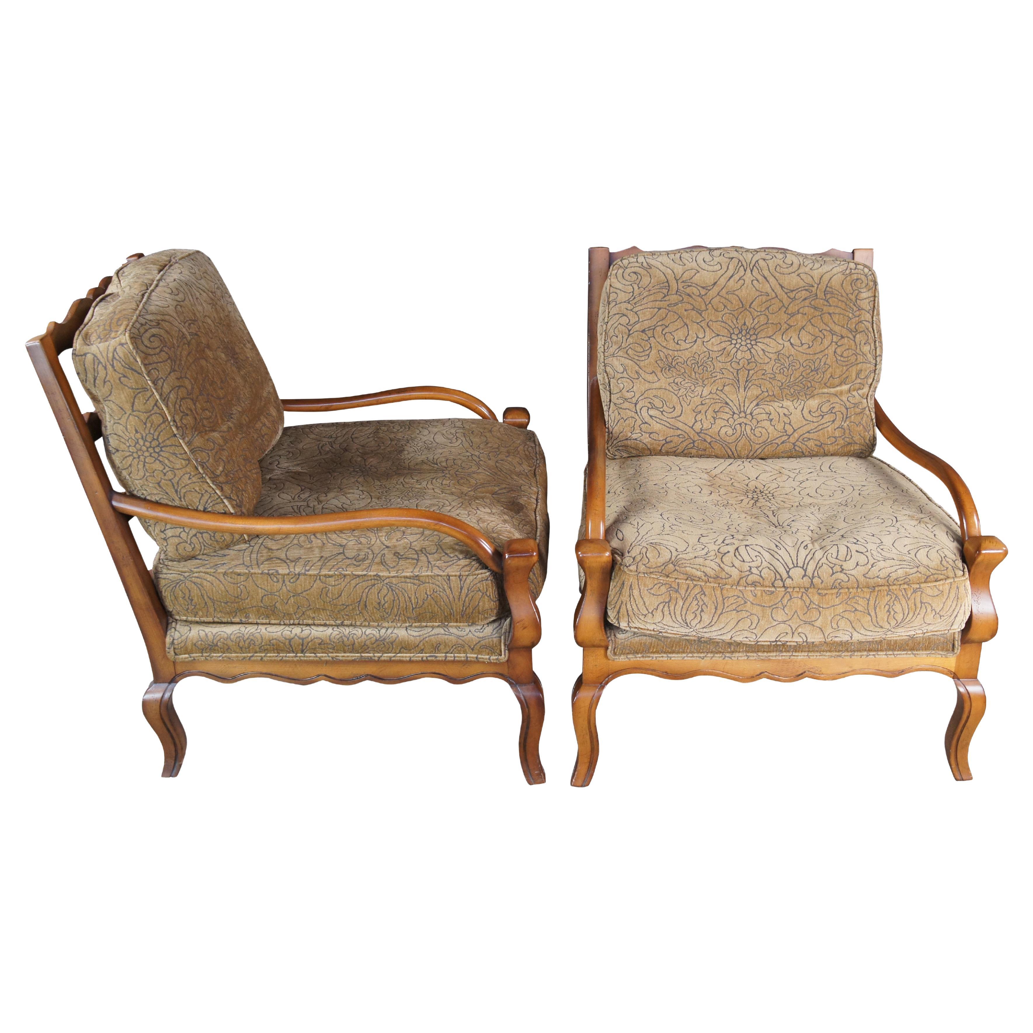 Paar Vintage Sherrill überdimensioniert Französisch Land Eiche Leiter zurück Lounge Arm Stühle im Angebot