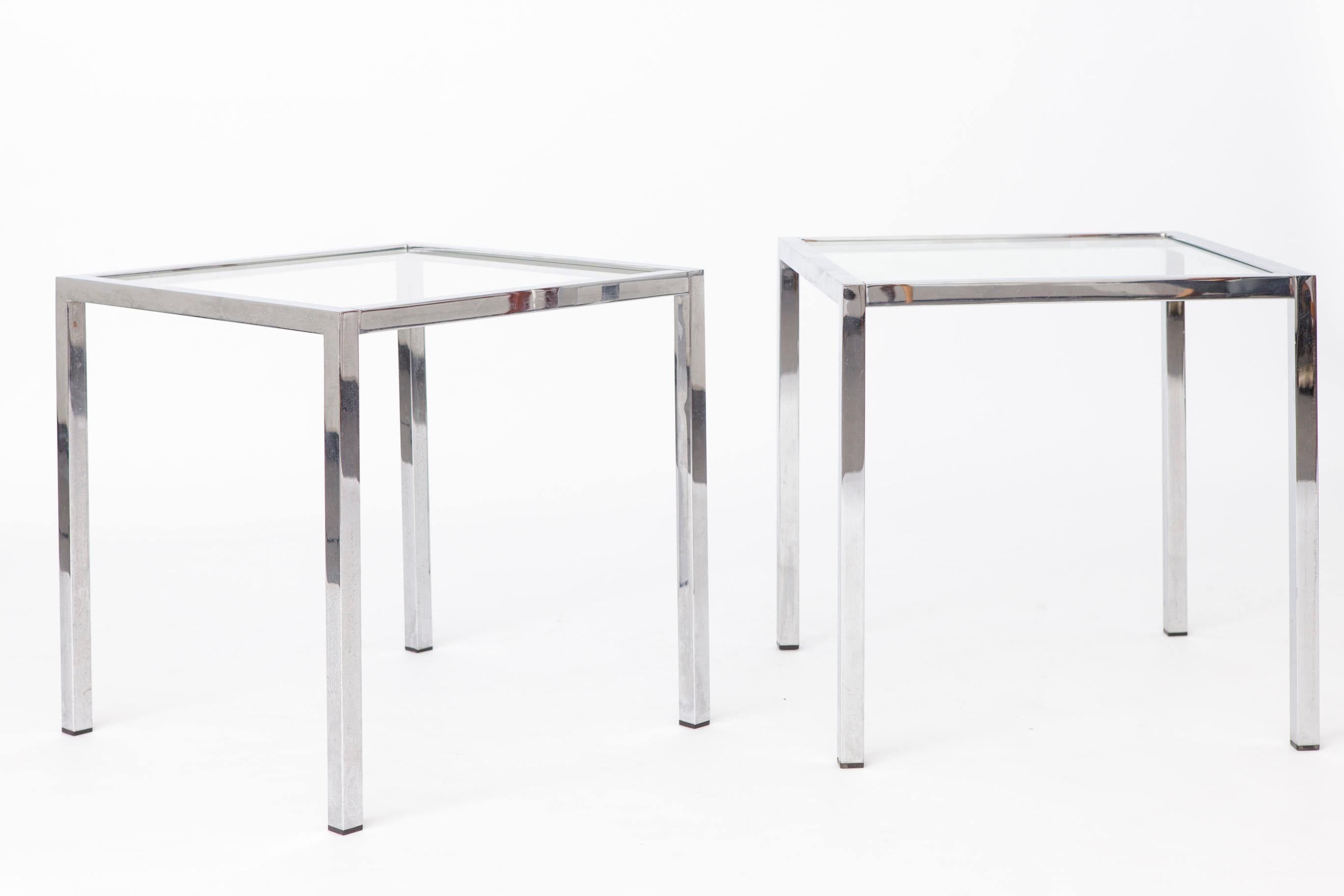 Metal Pair vintage side tables 1970s For Sale