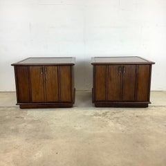 Pair Vintage Side Tables with Cabinet Storage