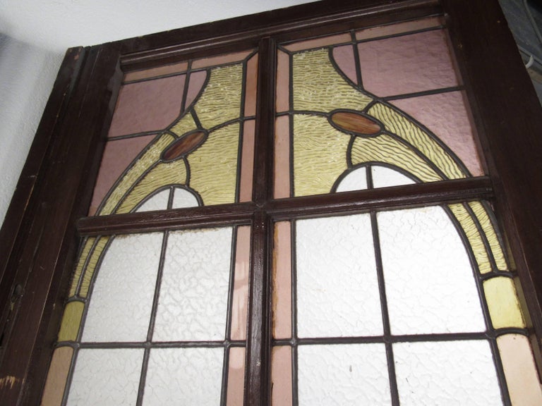 Pair of Vintage Stained Glass Doors For Sale at 1stDibs